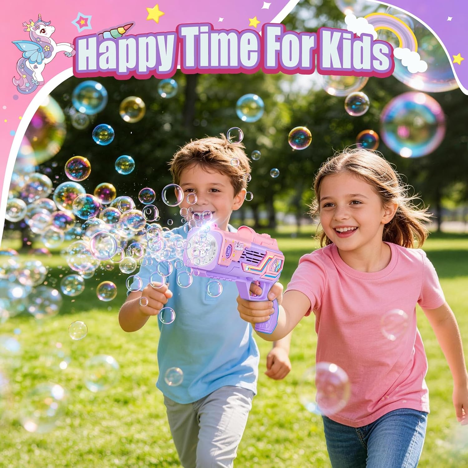 Rechargeable Unicorn Bubble Gun, Unicorn Toys for Girls Age 4-6, Outdoor Toys Bubble Machine, 3 4 5 6 7 8 9 10 11 12 Year Old Girl Gifts, Easter, Birthday, Summer, Wedding, Party Favors, Halloween