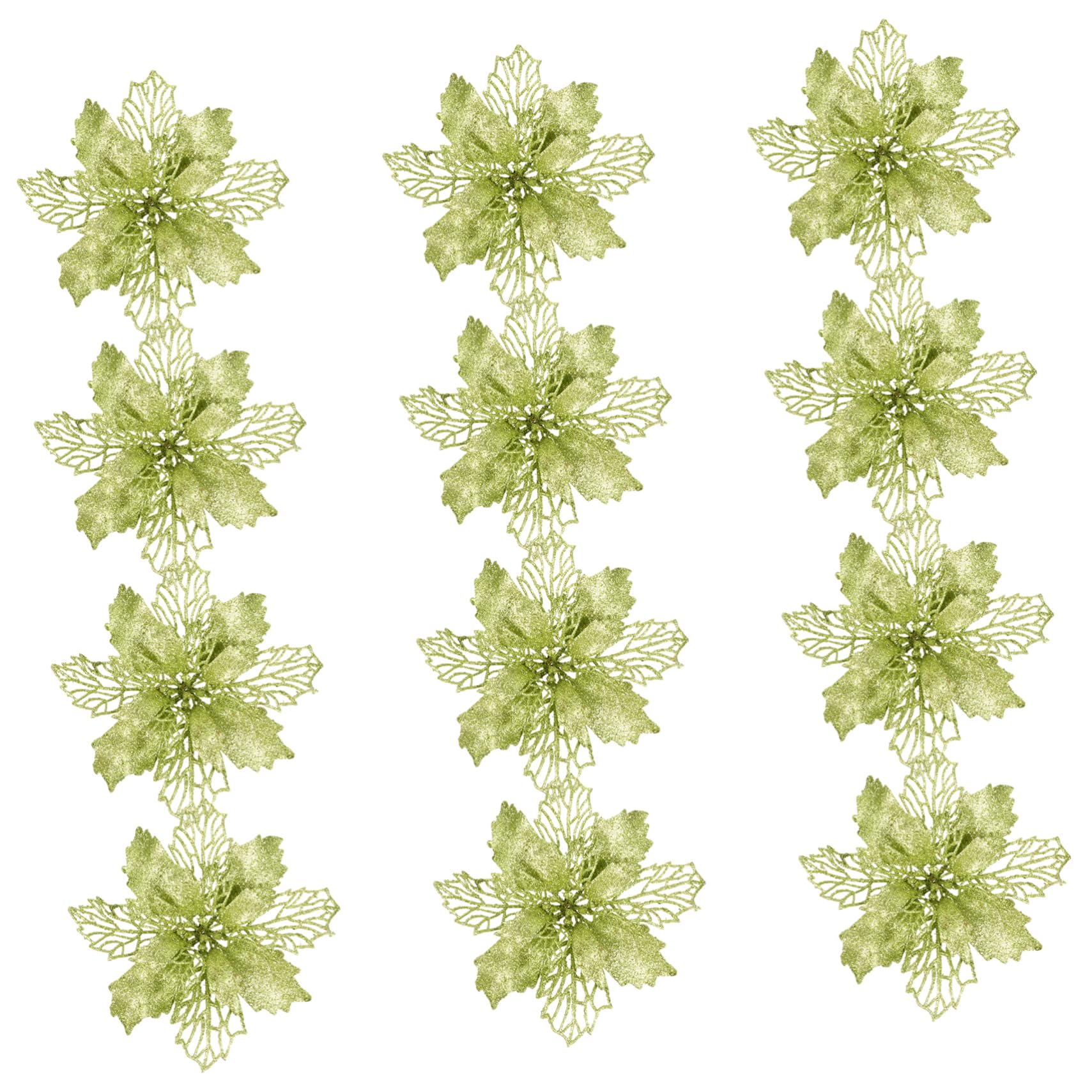 DECHOUS 3juegos Adornos Navideños De Flores Artificiales De Pascua Pendientes Decorativos para Árbol De Navidad Flores De Poinsettia Brillo para Decoración Festiva