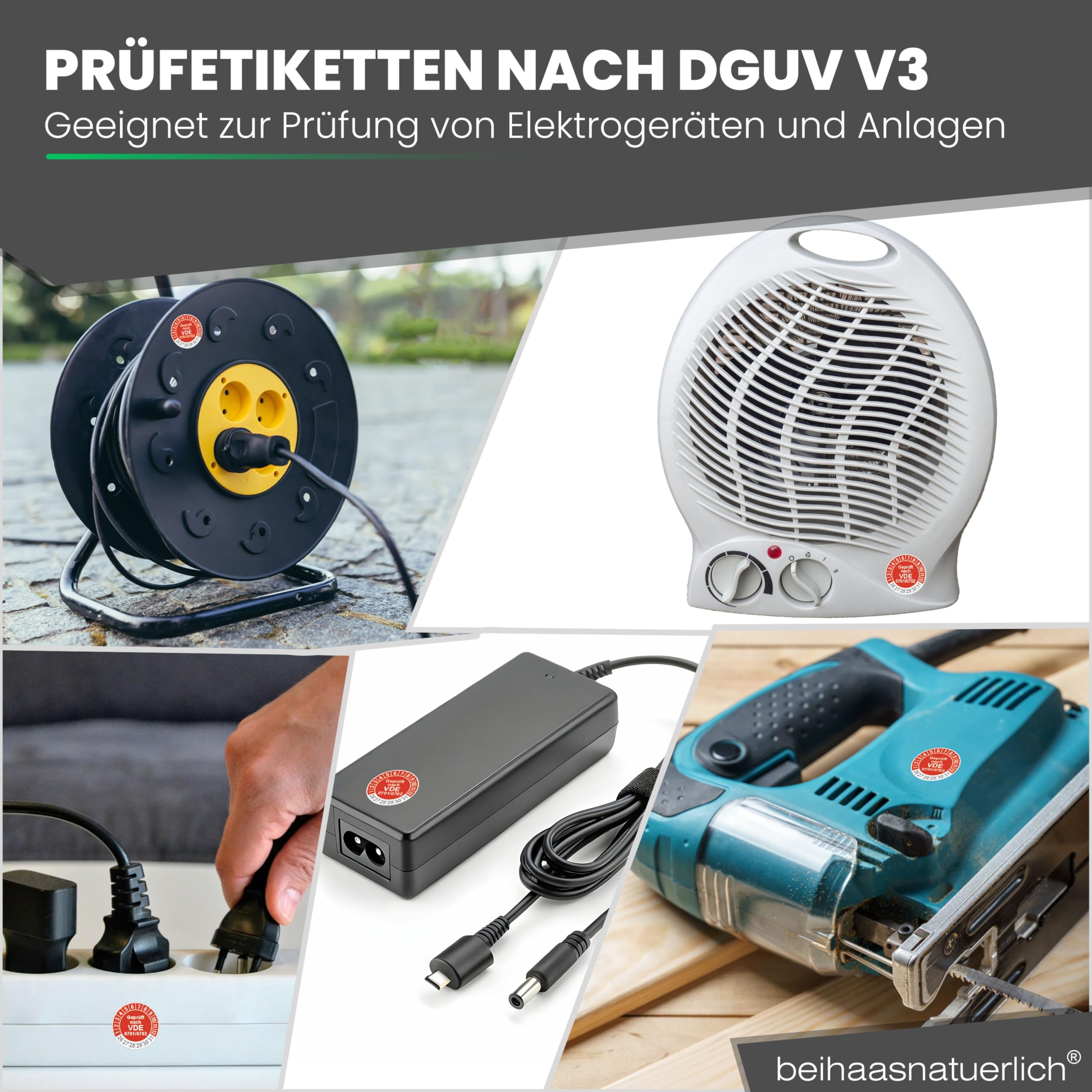 Fluxxx 560 Stk Prüfplaketten "Geprüft nach VDE", 20 mm Ø, Prüfetiketten nach DGUV V3, 2026-2031, selbstklebend, Prüfaufkleber, E-Check Prüfetikett, Plakette für Elektrogeräte (Rot, 5 Bogen)