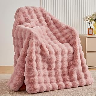 BENVWE Faux Fur Throw Blanket for Couch - Fluffy Soft Thick Bubble Blank...