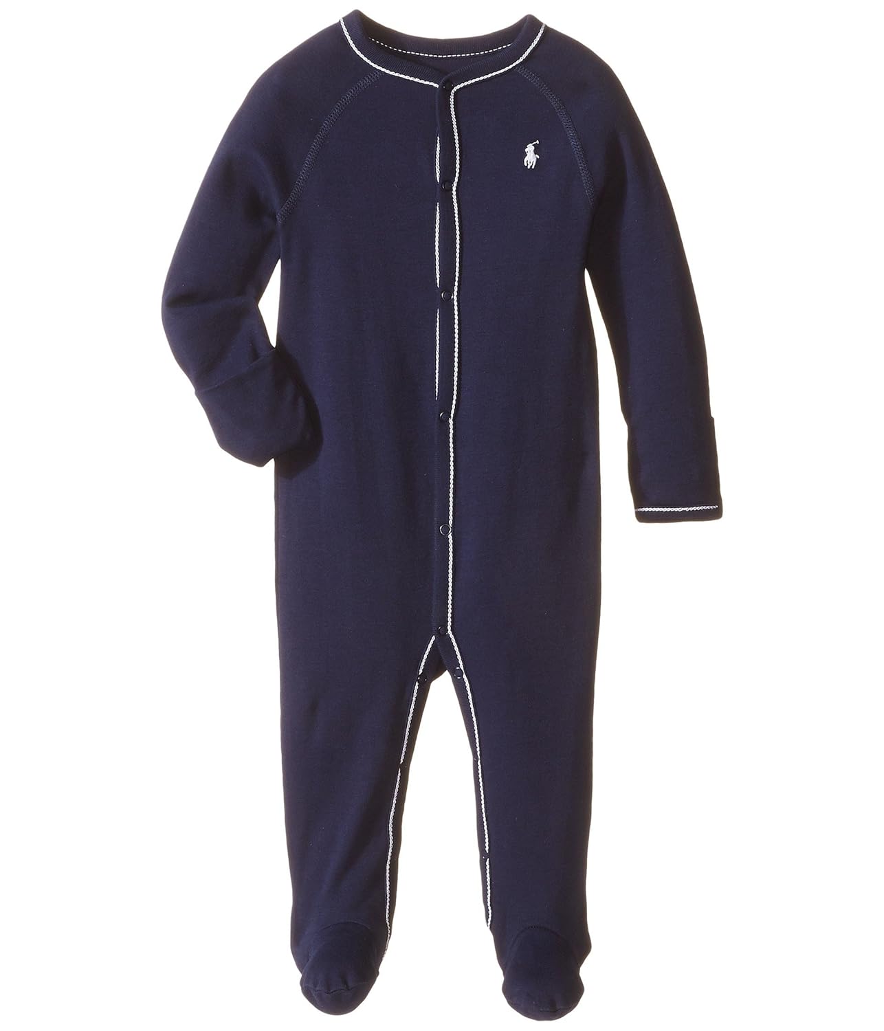 Ralph Lauren Baby Boys Cotton Jersey Footed Coverall French Navy (6 Months)