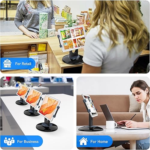 Miniatura 2 de AboveTEK Soporte para iPad de quiosco al por menor, giratorio de 360, soporte para tablet POS comercial, se adapta a 6"-13" (pantallas) iPad mini
