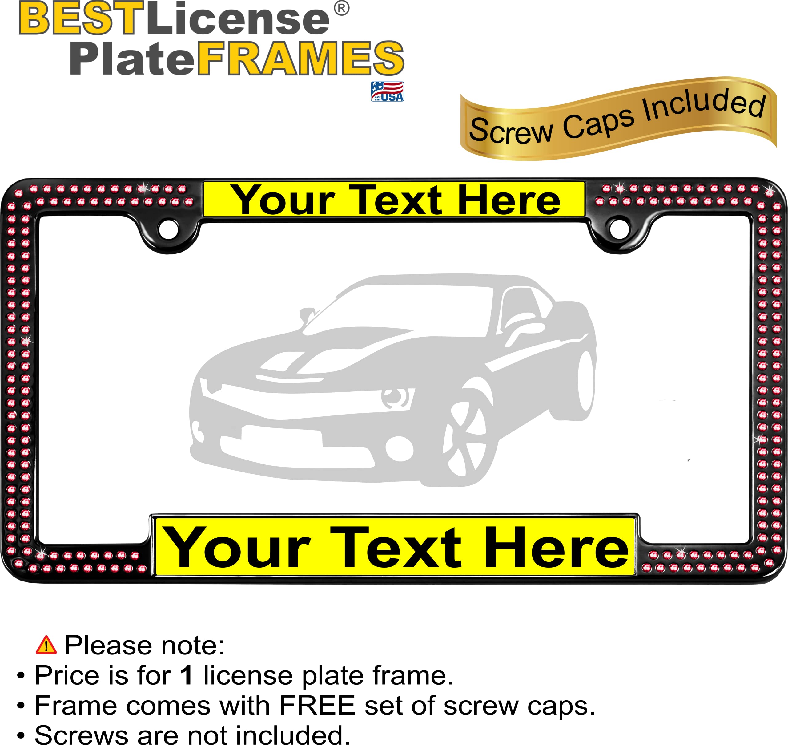 Crystals - Custom Personalized Black Metal Car License Plate Frame with Pink Cr - Picture 46 of 132