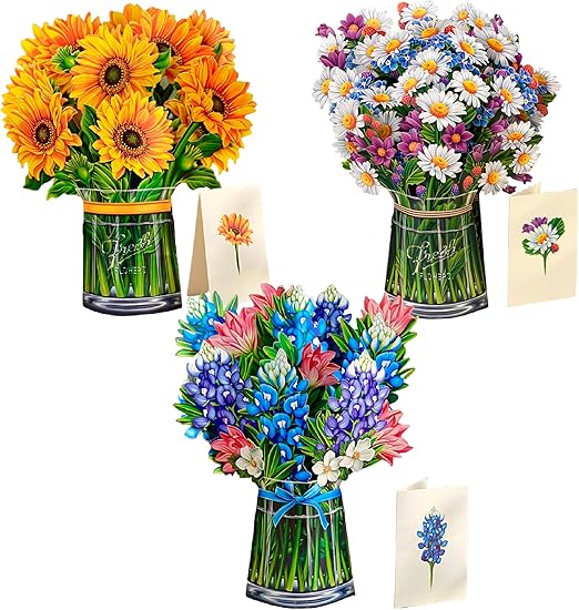 Freshcut Paper Pop Up Cards, 3 Pack Sunflower, Field of