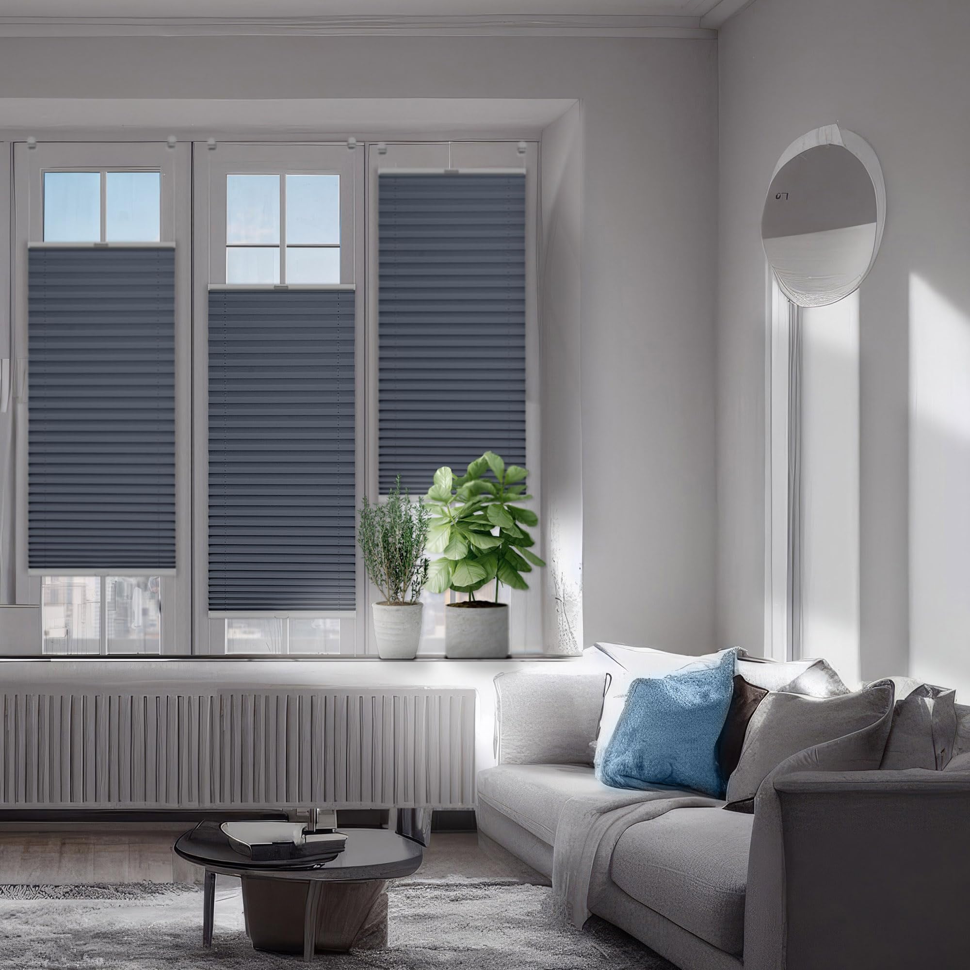 Zero Home - Tende Plissettate Termiche su Misura con Foratura,100% Oscuramento,Montaggio a Vite,Veneziane da Interno, Tende per Finestre,Tendine Finestra a Vetro,Larghezza 30-129 cm,Altezza 50-149 cm