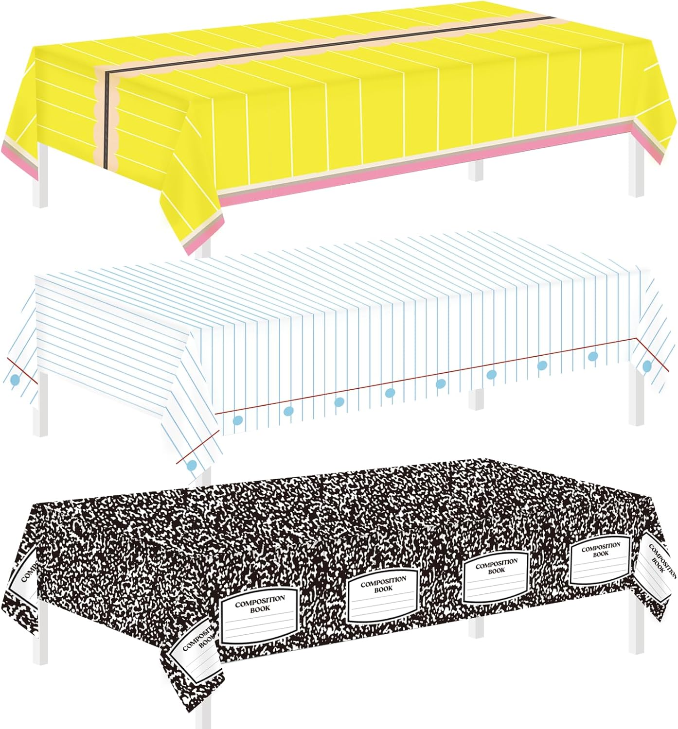3 PCS 54 x 108 Inch Back to School Party Tablecloth