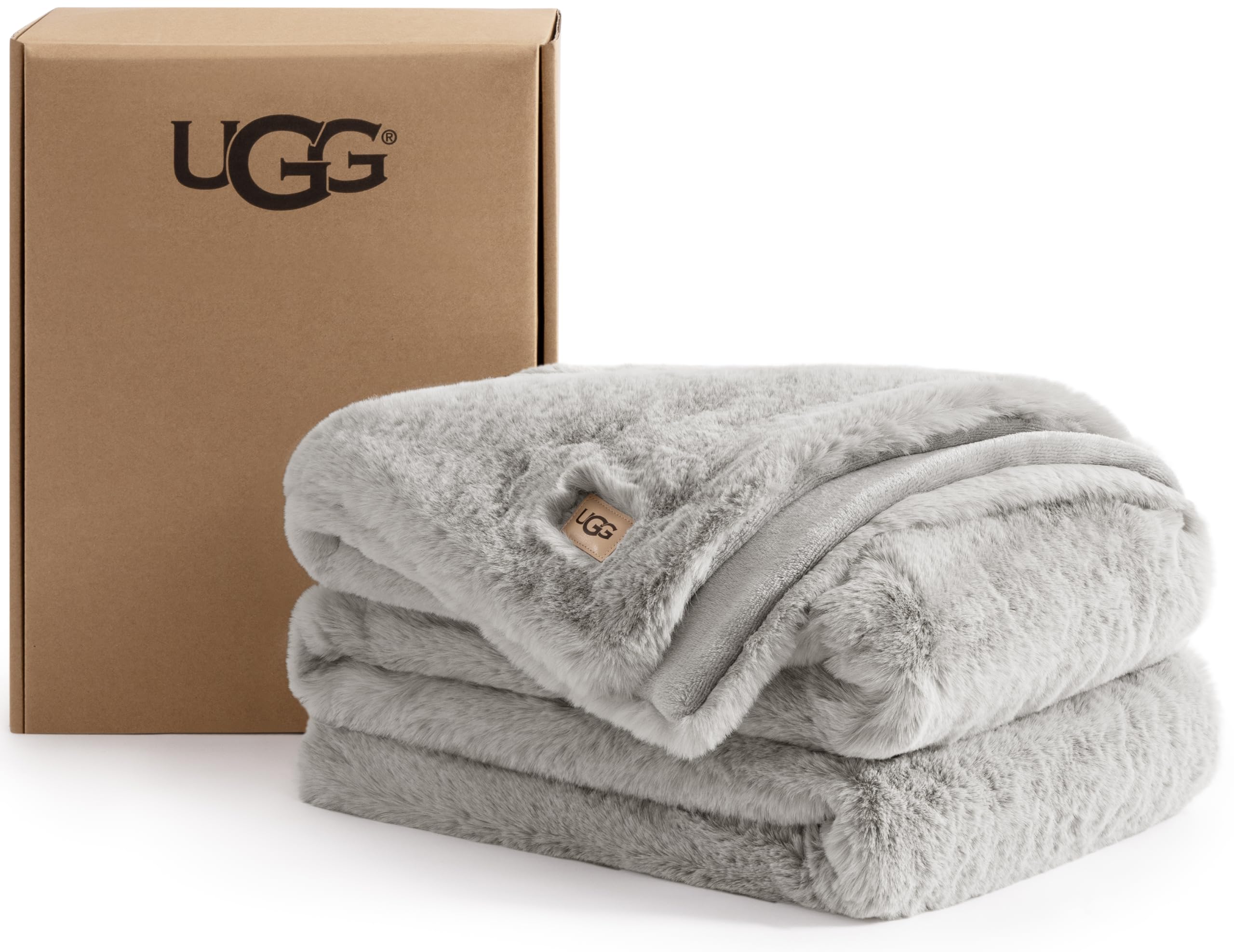 UGG Euphoria Plush Fur - Reversible Blanket Seal - siliver