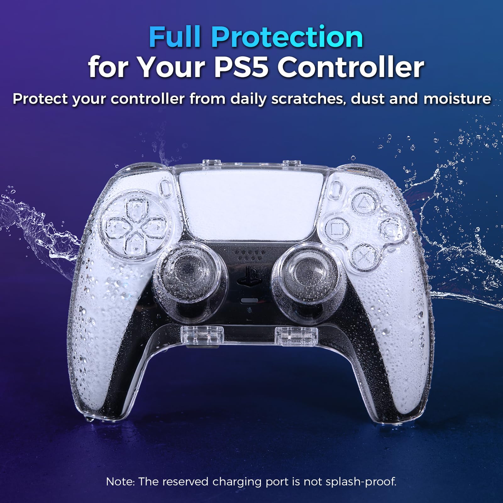 IINE Protective Case for PS5 Controller, Transparent Shell Storage
