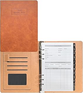 Client Record Book,Hair Stylist Client Profile Book-Binder and Client Record Replacement Pages with Alphabetical Tabs for Salons, Hair Stylist, Nail, Small Business,108 Sheets, 6.6" X 9"
