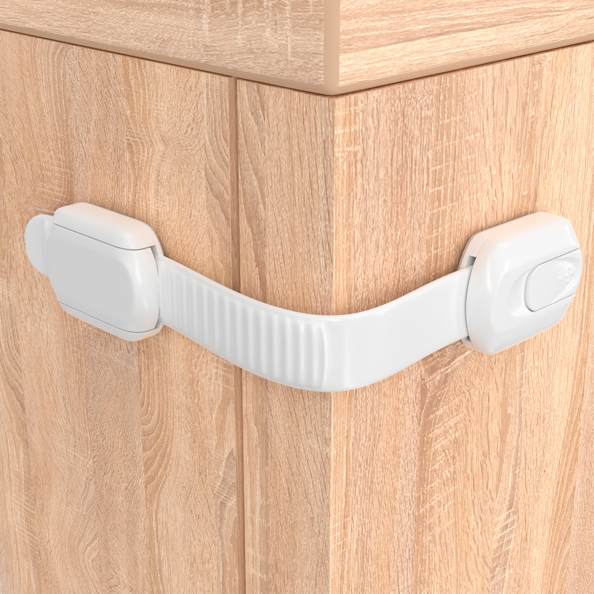 Hoffenbach Bloqueo de Seguridad para Bebé – Cierre Protector para Puertas, Cajones y Armarios – Cerradura Autoadhesiva sin Taladro, Seguros para Bebés y Ventanas (Blanco, 8 piezas)