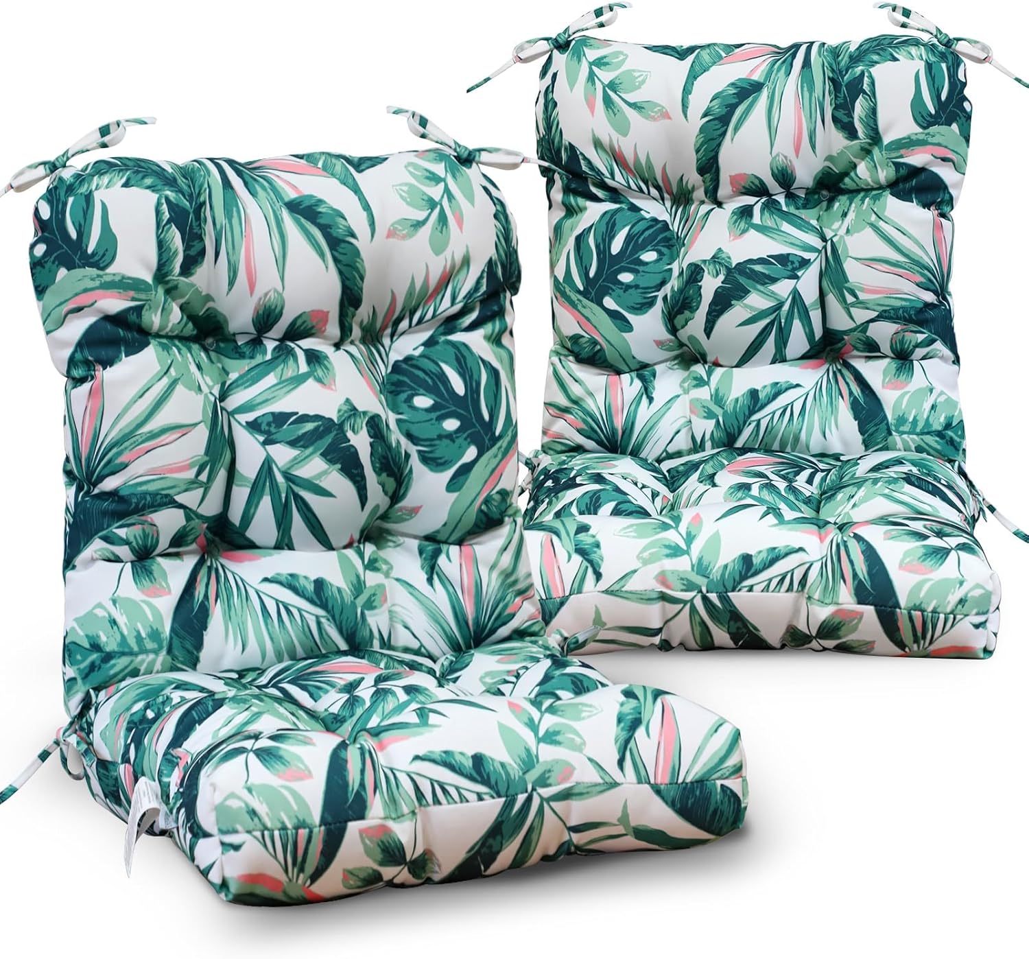 Photo 1 of  EAGLE PEAK Tufted Outdoor/Indoor Seat/Back Chair Cushions, Set of 2, 42'' x 21'', Tropic Green 