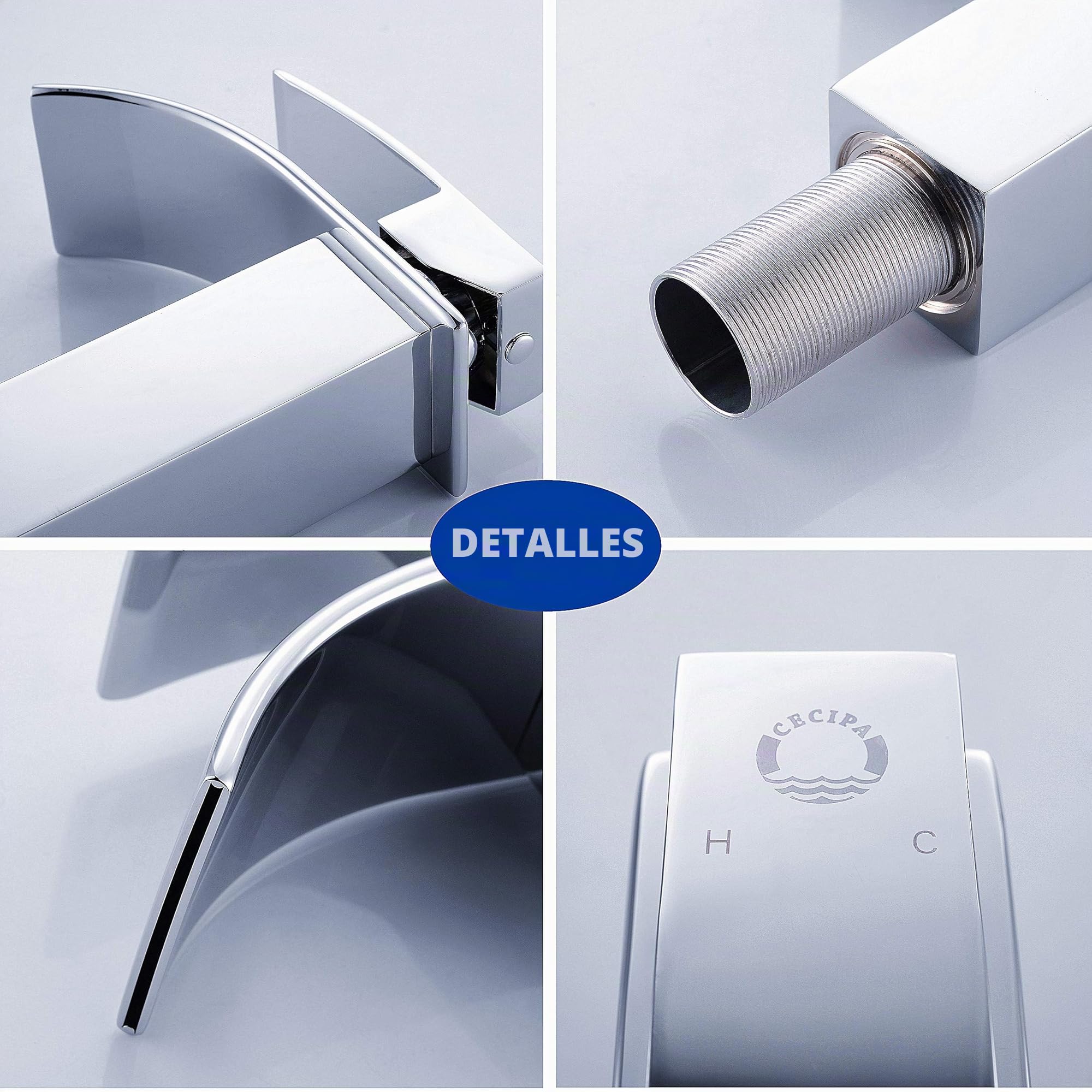 CECIPA Grifo Lavabo Cascada Baño con Altura de Salida de Agua 85 mm Grifo Cascada Monomando Lavabo en Acero inoxidable Mezclador Lavabo Ajustable de Agua Caliente y Frío