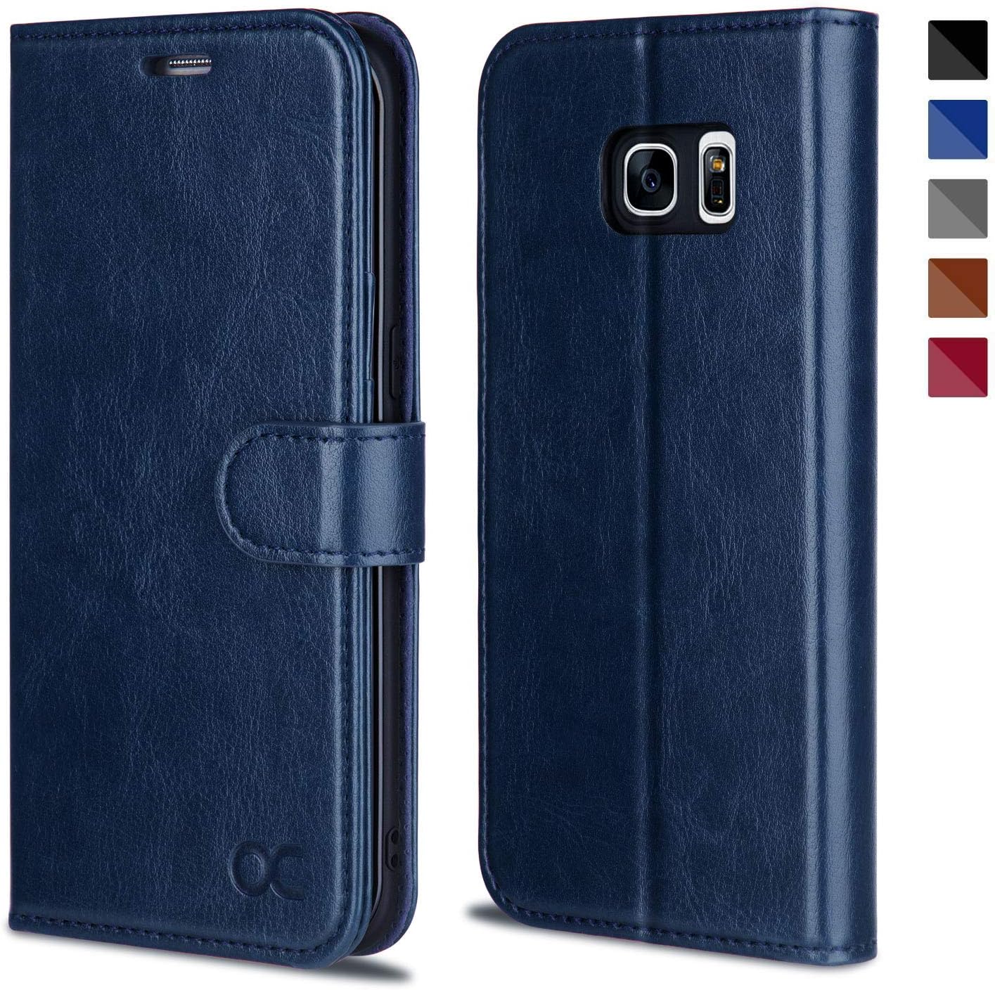 OCASE Galaxy S7 Edge Case [TPU Shockproof Interior Protective Case] [Card Slot] [Kickstand] Leather Wallet Flip Case Samsung Galaxy S7 Edge (Blue)