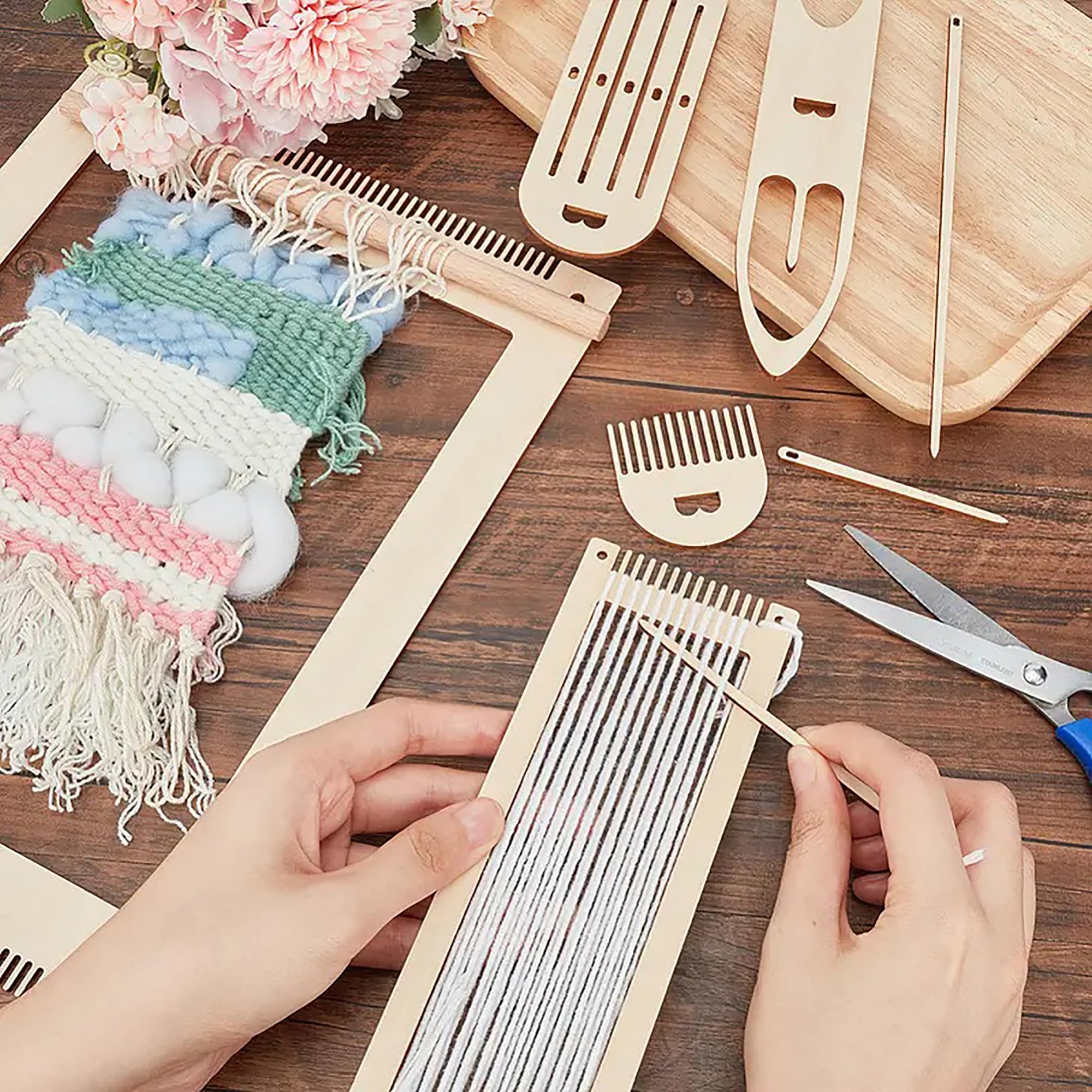 Cliths Wooden Weaving Loom Kit for Kids – DIY Loom Frame & Craft Machine Beginner Weaving Loom Craft Kit Loom Bands Making Set 2