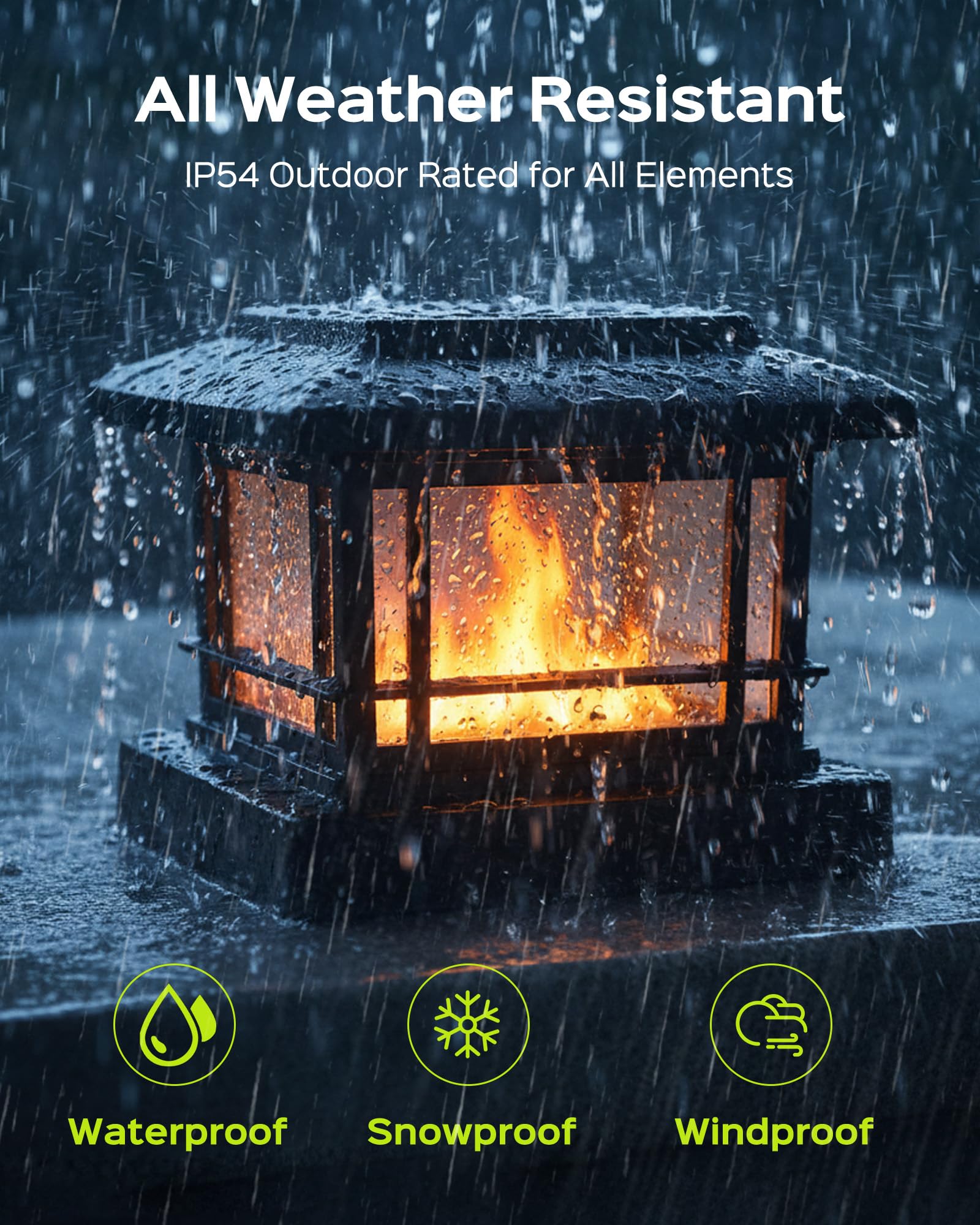 6 Pack Solar Flame Post Lights Outdoor, Solar Powered Fence Post Cap Lights, High Brightness Flickering Flame SMD LED Lighting Decor for Garden Deck Patio, 4x4, 5x5 or 6x6 Vinyl/Wooden Posts - 4