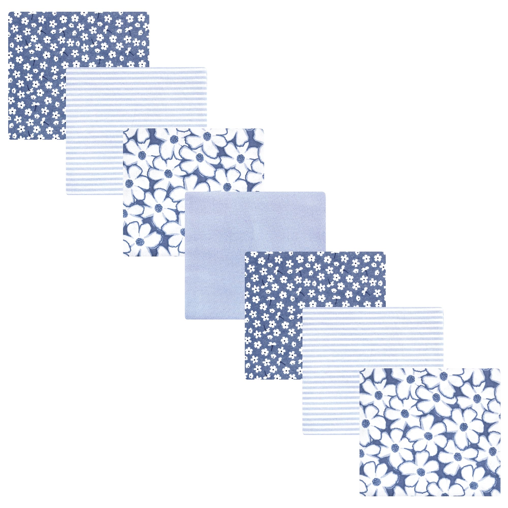 Hudson Baby Unisex Baby Cotton Flannel Receiving Blankets 7-Pack Bundle, Blue Cosmos, One Size
