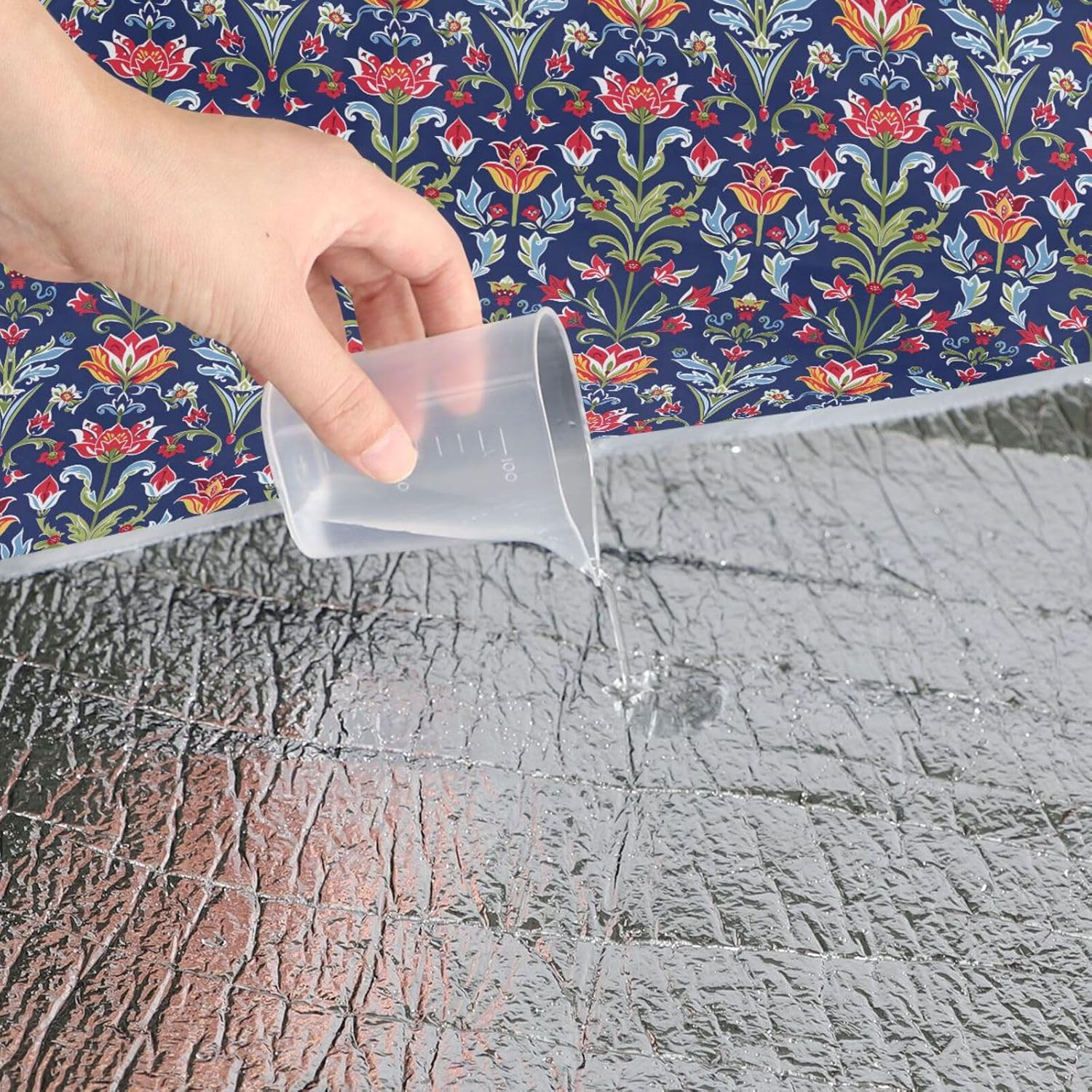 Round Beach Essentials - Fits 2 Adults, Summer Accessories Large Big Picnic Blanket for Beach Mat or Family Outdoor Camping Party 58 in (Traditional Flower Deep Blue)