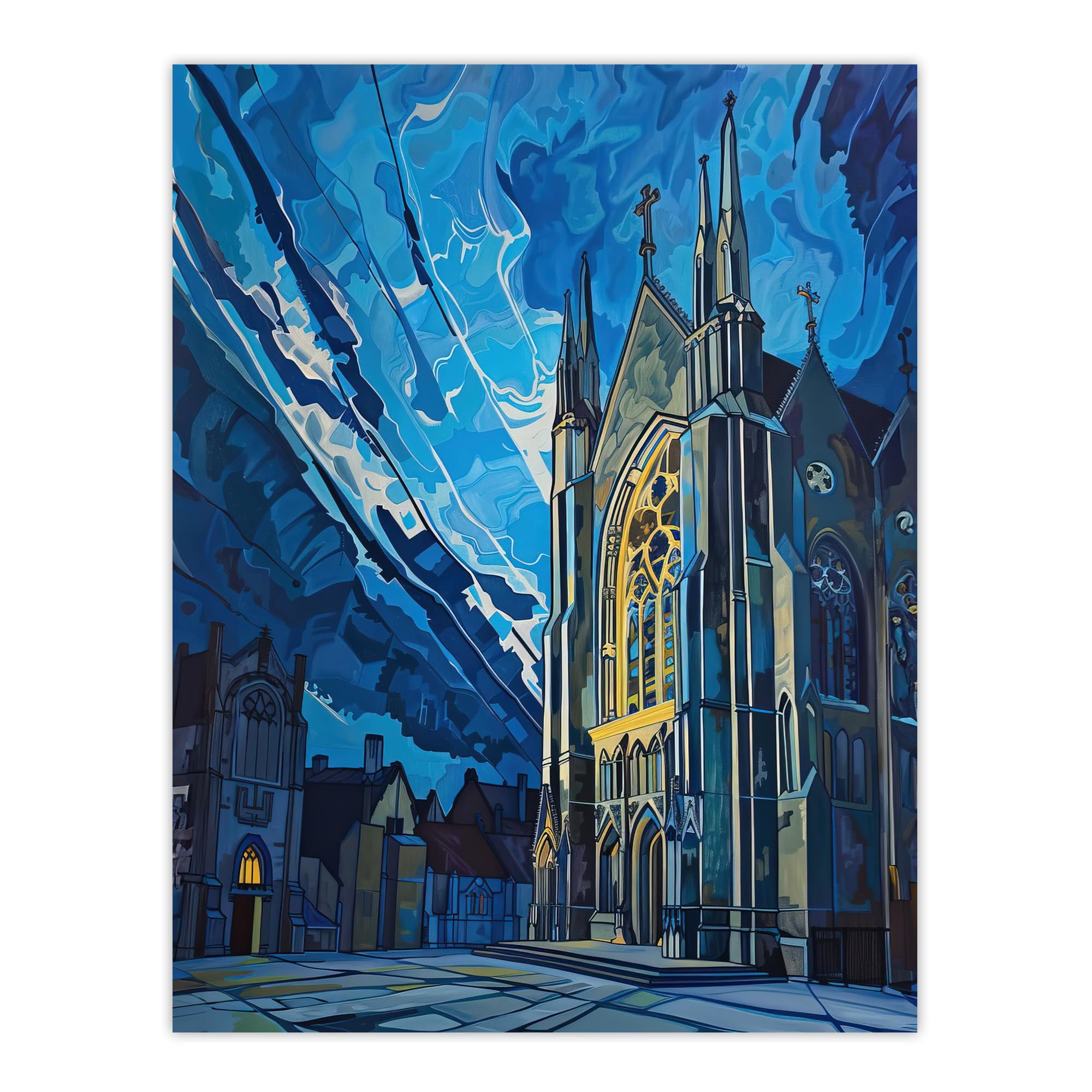 Artery8 York Minster Cathedral Night Concept Art Church Living Room Extra Large XL Wall Art Poster Print
