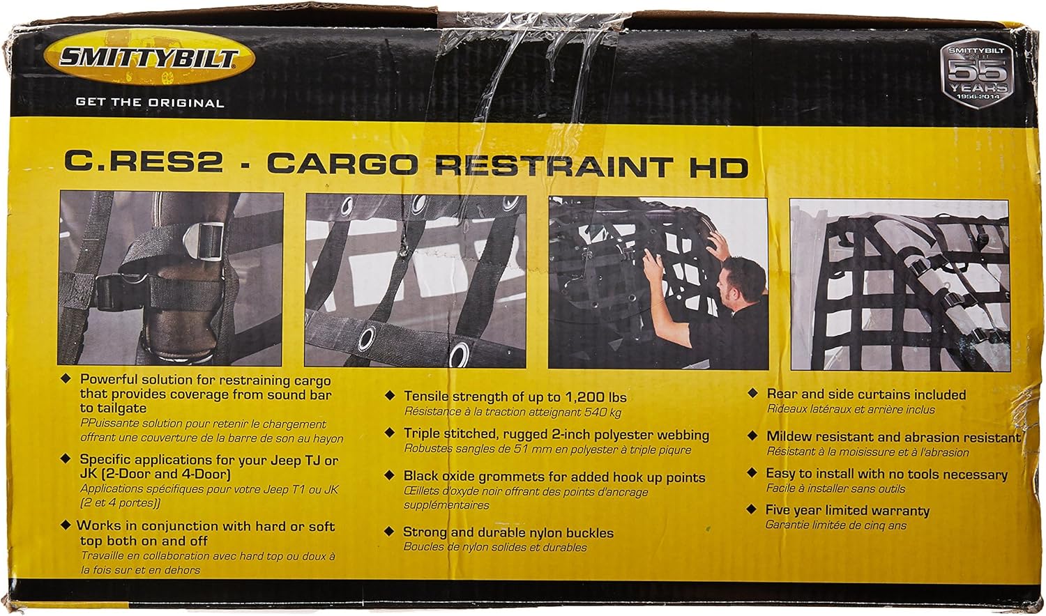 Smittybilt C-RES2 HD Cargo Restraint System – 2″ Black Diamond Web (07-18 JK) - SB571135