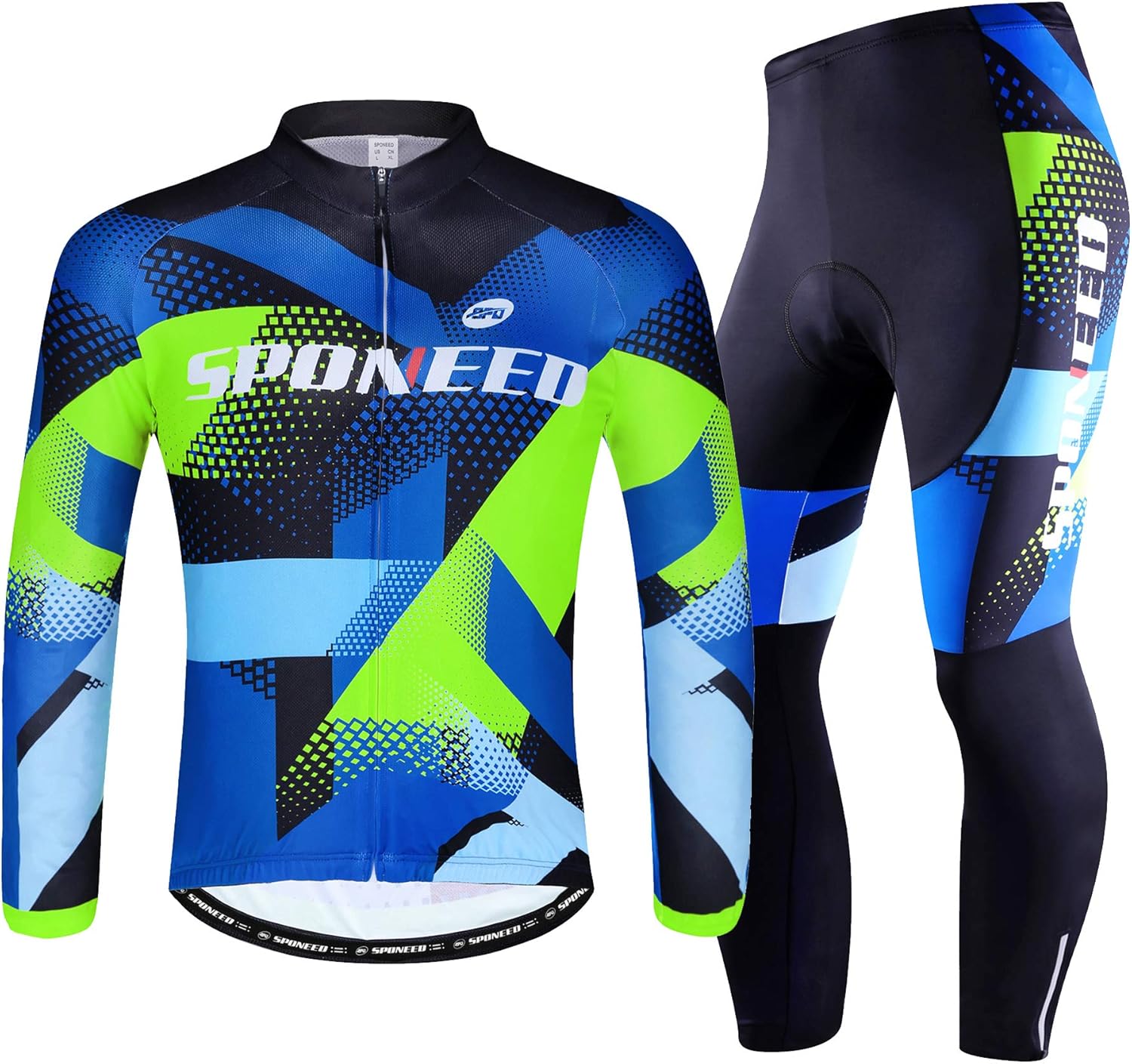 sponeed Cycling Clothes for Men Long Sleeve Mountain Bike Road Bicycle Shirt Jerseys Padded Pants Biking Outfits