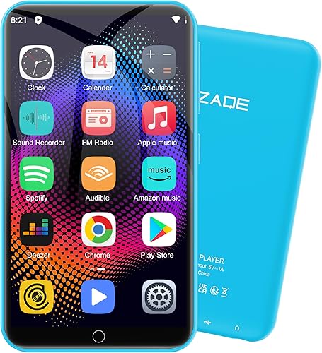 Reproductor MP3 de 80 GB con Bluetooth y WiFi, ZAQE 4 pulgadas HD Full Touch Screen Reproductor MP3 con Spotify, Tienda Music, YouTube, Pandora,