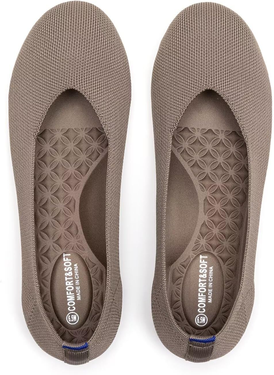 Frank Mully Women's Wide Width Flats Ballet Flats Round Toe Knit Flat Shoes with Arch Support Wide Toe Box