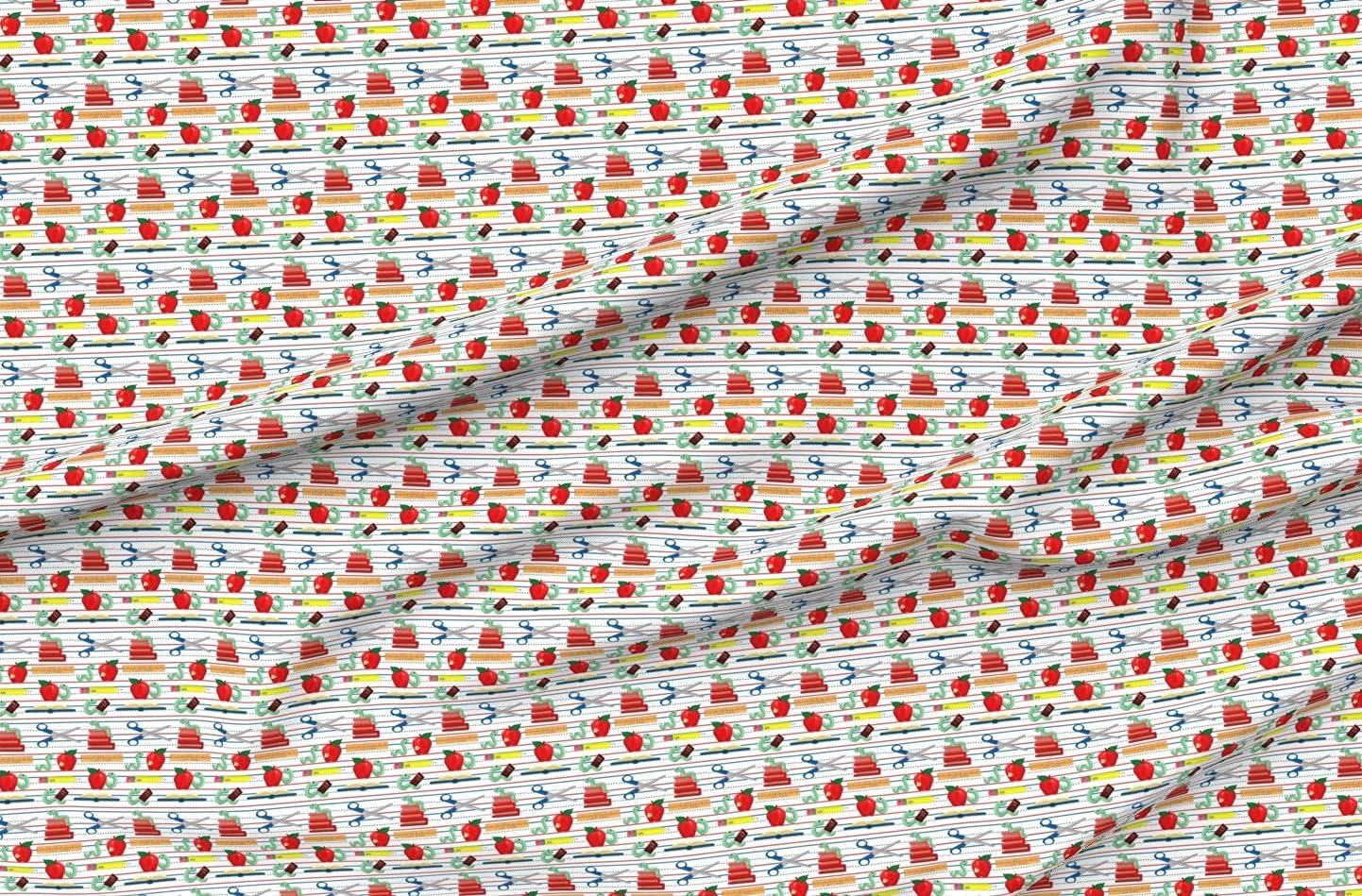 Spoonflower Fabric - School Kids Book Back Teacher Classroom Scissors Printed on Minky Fabric by The Yard - Sewing Baby Blankets Quilt Backing Plush