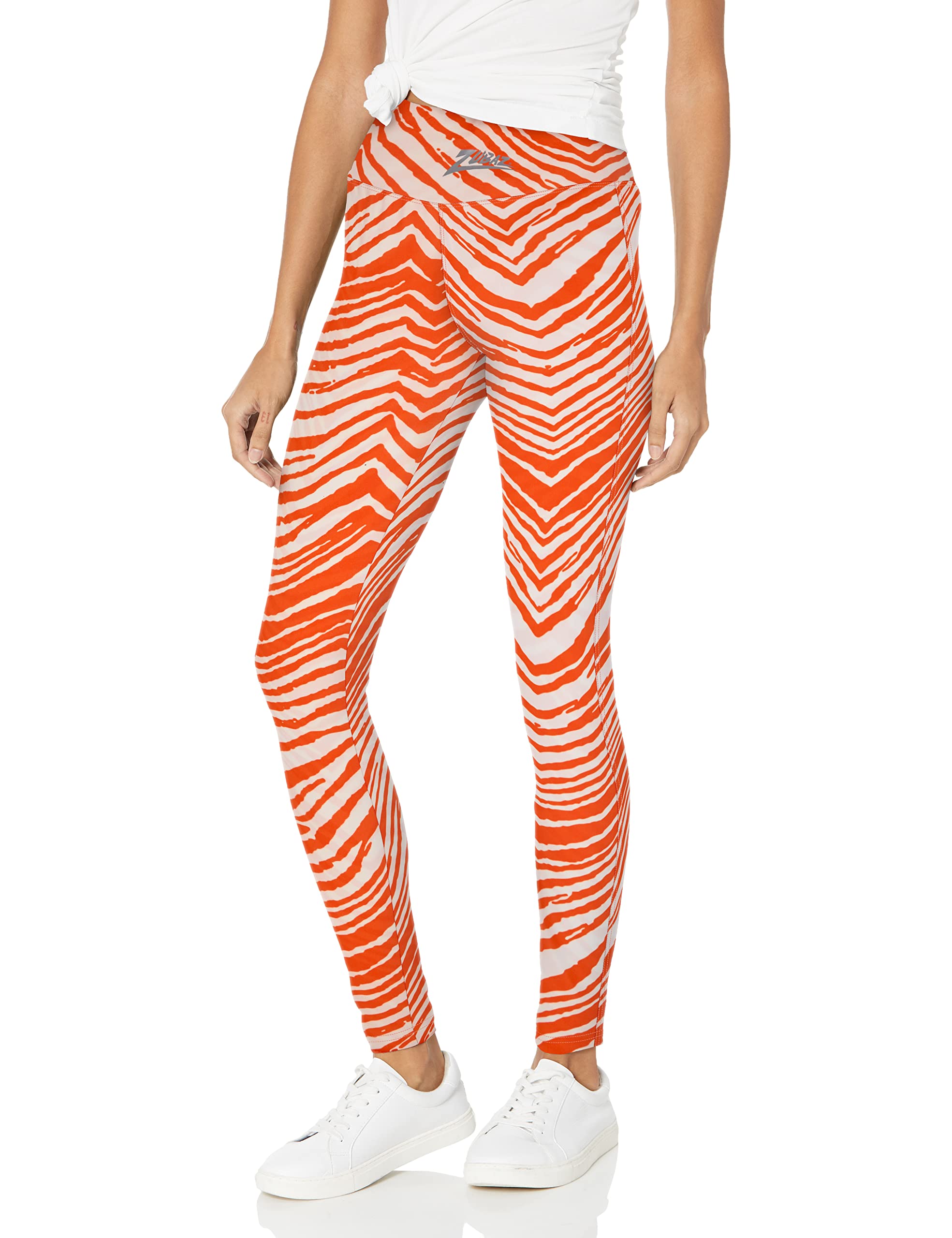 ZubazUnisex Casual Printed Athletic Lounge Leggings, Orange/White, M
