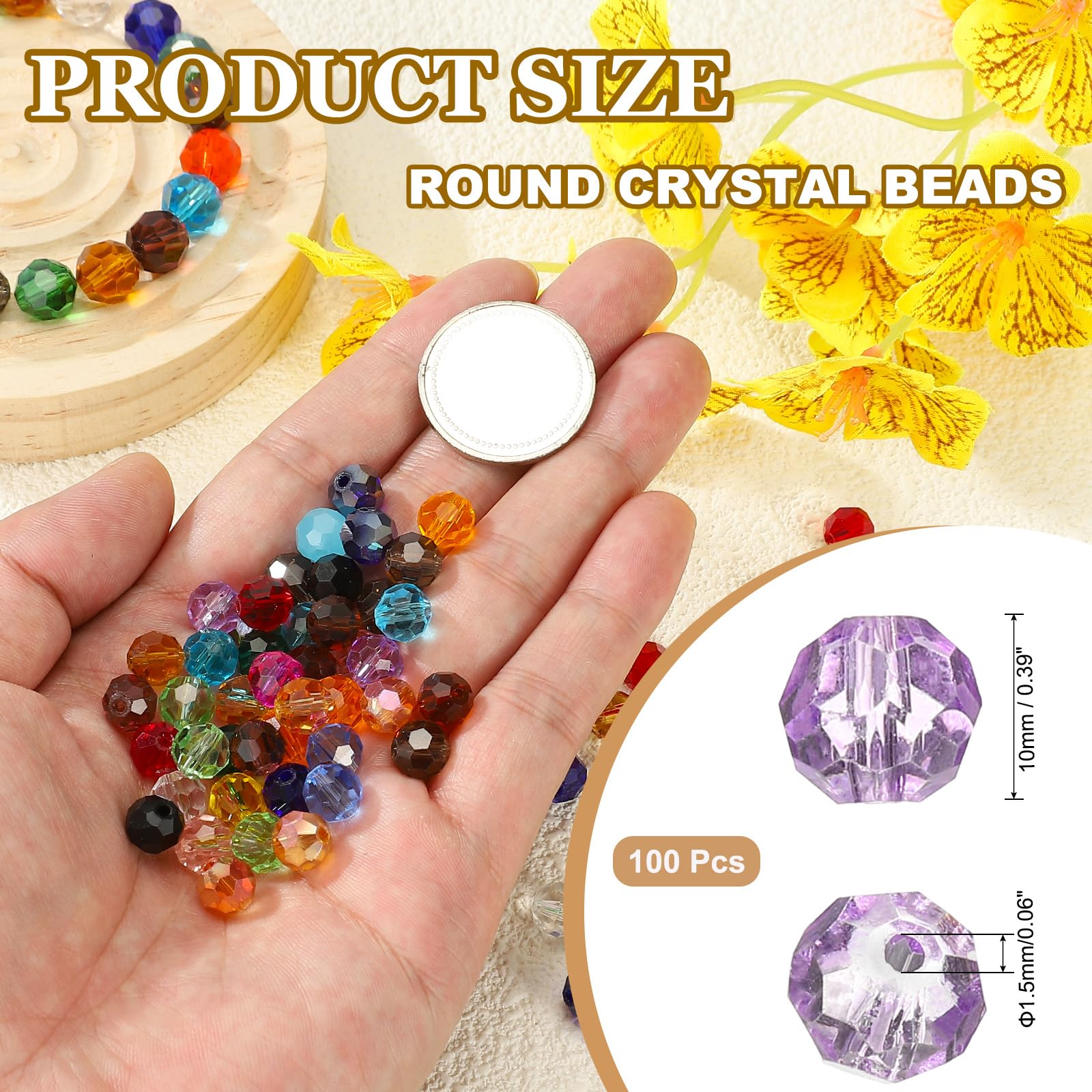 PATIKIL 10mm Round Crystal Beads - Image 2