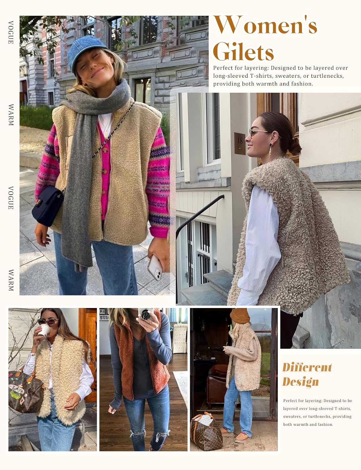 Women's Fleece Vests Button Warm Sleeveless Coat Vest Fall Fuzzy Lightweight Jackets Winter Soft Outerwear with Pockets - Image 6