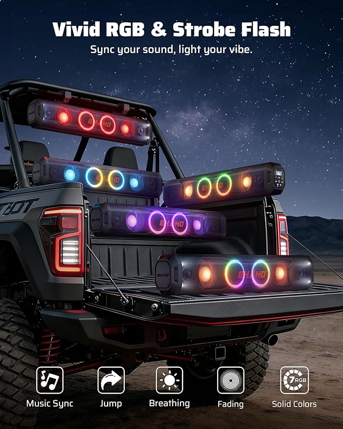 Ehaho 26 Inch 6 Speaker UTV Sound Bar, Bluetooth Golf Cart Speakers miniatura 4