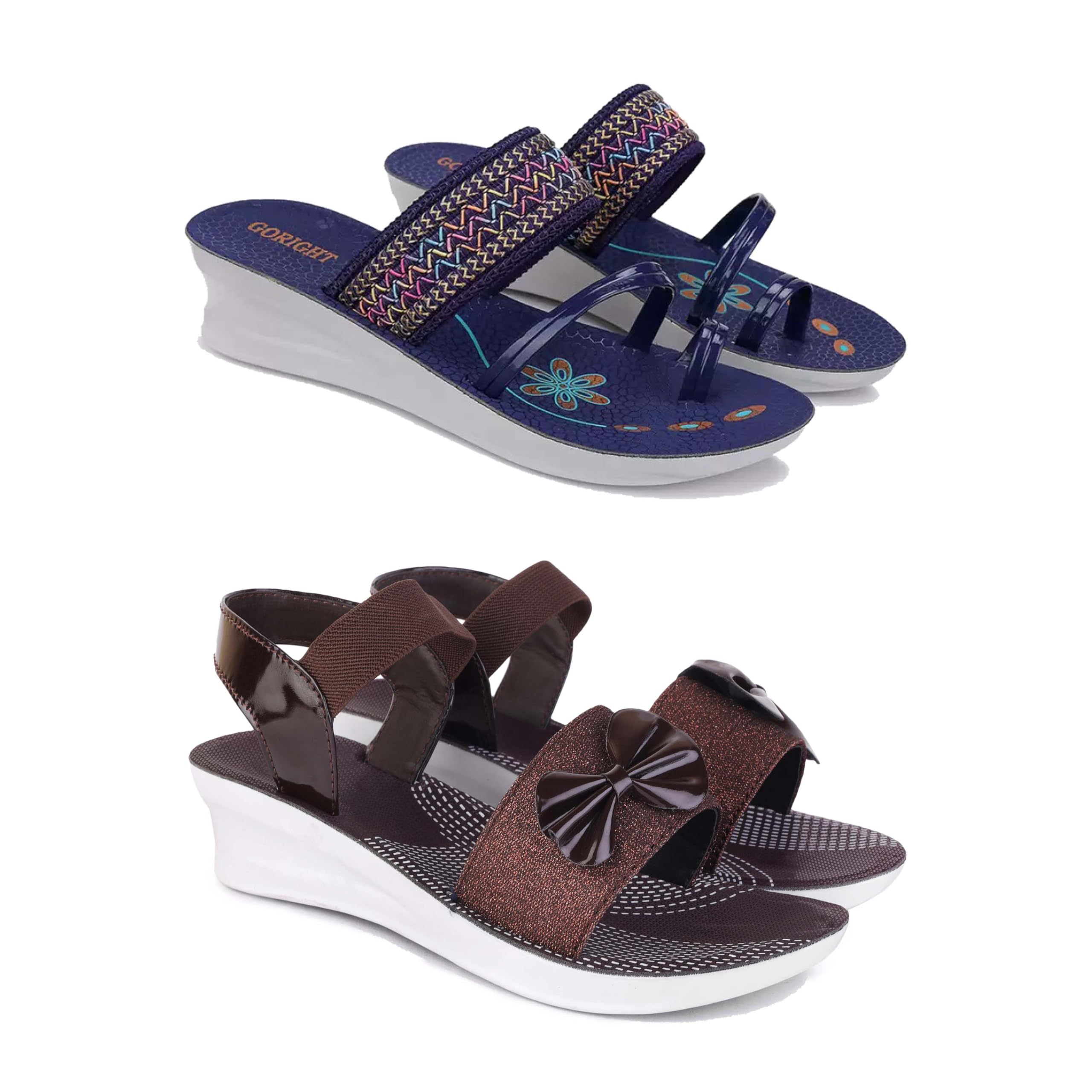 Kashwi Enterprises Women's Comfortable Sandal,Casual Lightweight Sandal for Everyday Wear | BTR- (2-Combo)-1963-OO8-image-16