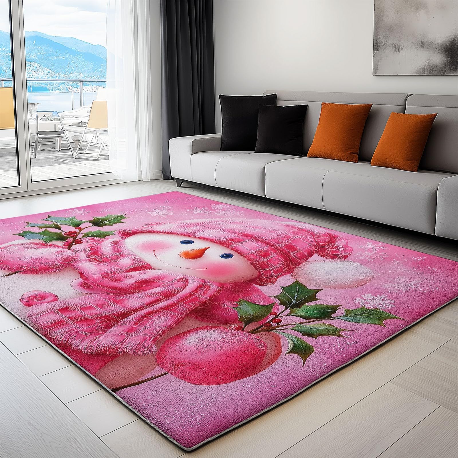 Tapis enfant rose lavable pour éviter les glissades 140x200