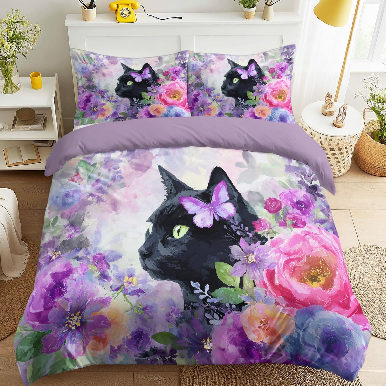 Housse de couette lilas à fermeture éclair rapide lit adulte 150x200