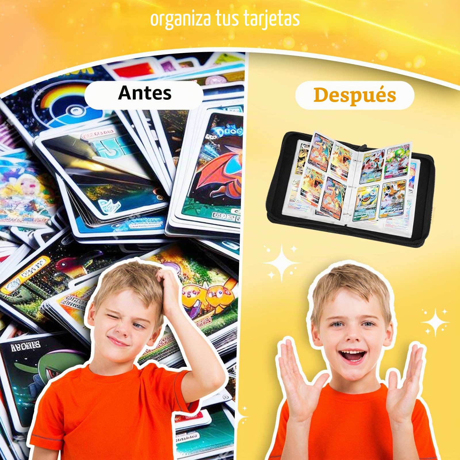 Álbum Para Tarjetas Coleccionables Con 50 Páginas Y 400 Bolsillos | Funda De Cuero PU Impermeable Con Cremallera | Regalo Para Coleccionistas