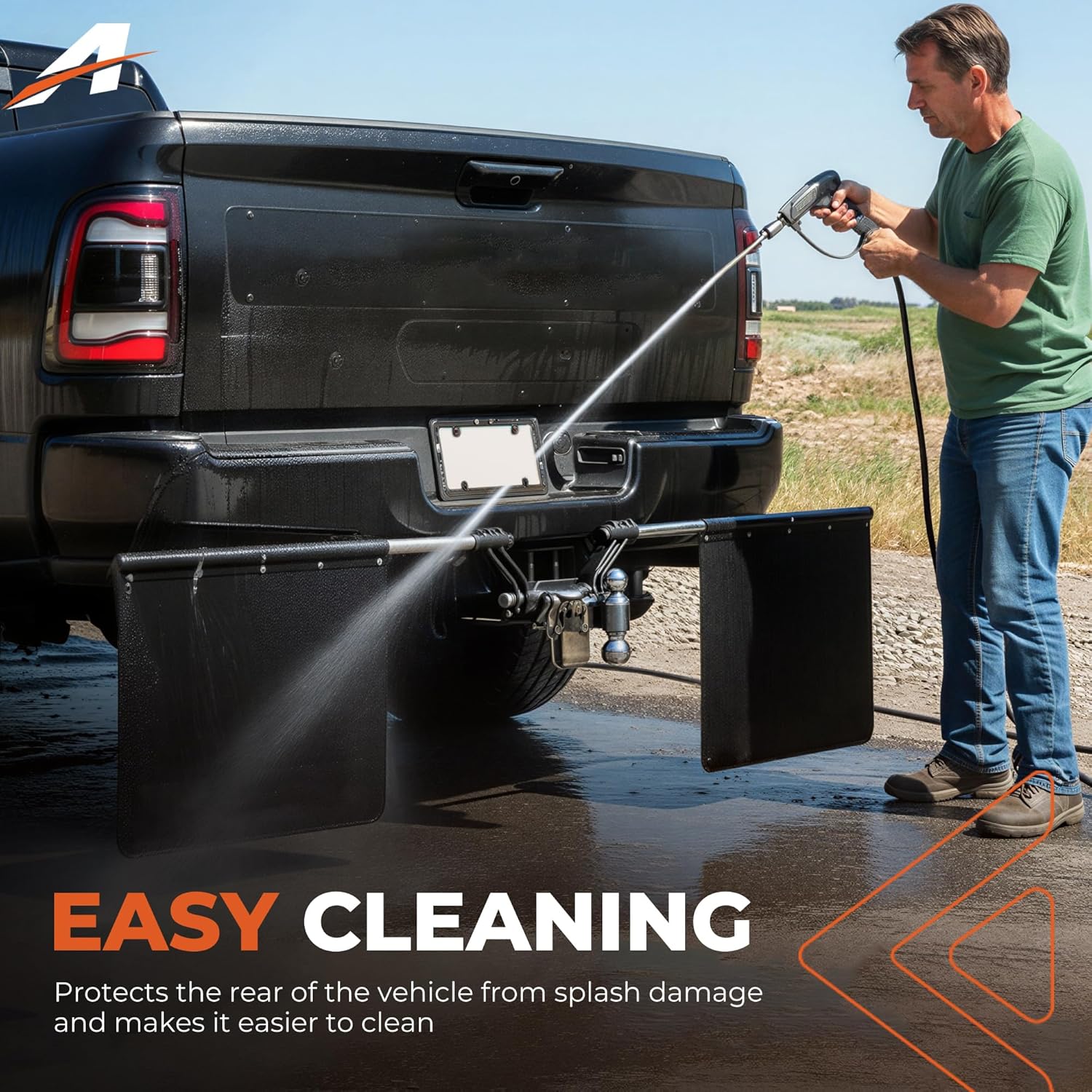 A-Outstanding 2.5" Mudflap System 2.5" Hitch Receiver Hitch Mounted Mud Flaps to Protect What You Tow Removeable and Adjustable Stainless Steel Hub Mud Flap System;Fits Rock Tamers 00110