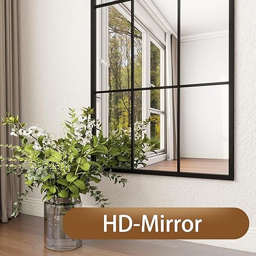 Miniatura 6 de ZMYCZ Espejo de pared arqueado, espejo de pared negro, espejo de baño con parte superior arqueada, espejo de granja, espejo de marco de metal de