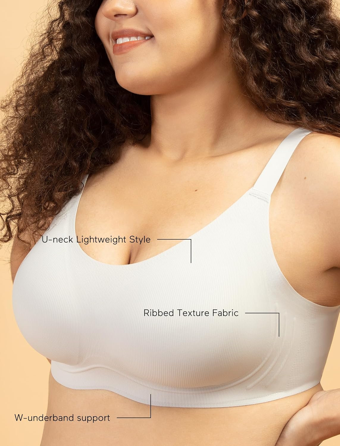 COMFELIE Seamless Wireless Bra for Women Comfort Everyday Spaghetti Bras with Vertical Stripes - Image 3