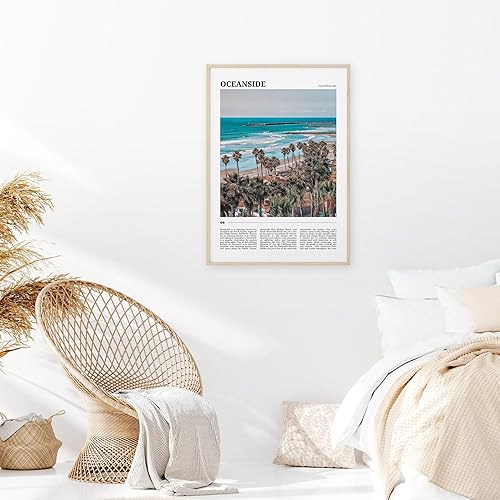 Vista 2 de Oceanside - Póster de viaje 2, arte de pared de Oceanside, impresión de póster junto al mar, foto junto al mar, decoración junto al mar, California