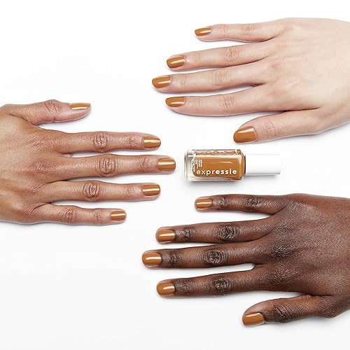Miniatura 3 de essie expressie - Esmalte de uñas vegano de secado rápido, azafrán en el movimiento, naranja marrón cálido, 0.33 onzas.