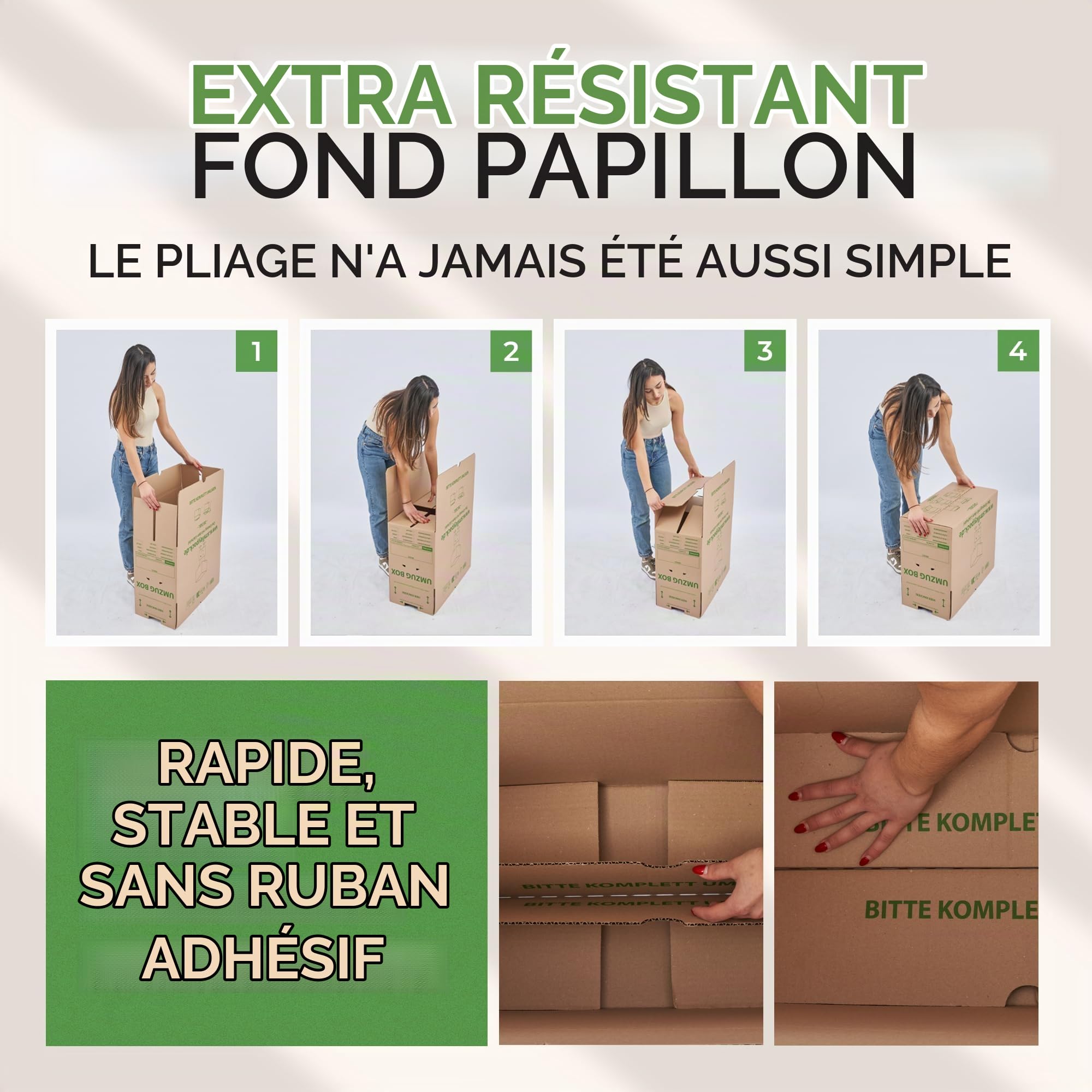 Smiley Pack - Lot de 20 Cartons de Déménagement Robustes - Extra Larges et Réutilisables - Charge Maximale : 40 kg - Avec Boîte en Carton - Carton de Déménagement Robuste avec