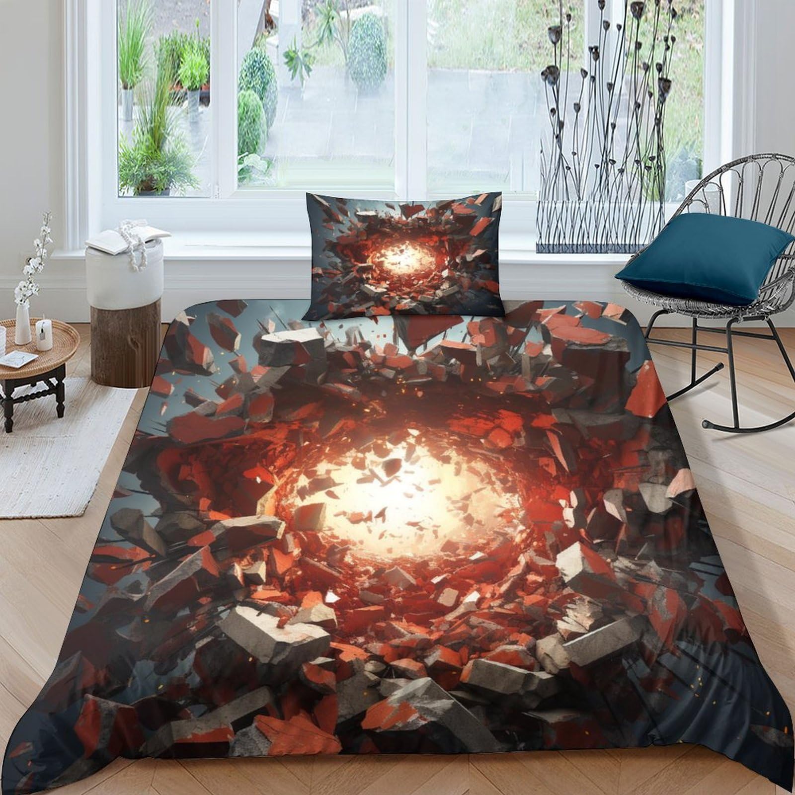 Housse de couette 3D Fragments 135x200cm en microfibre douce avec sa taie d'oreiller