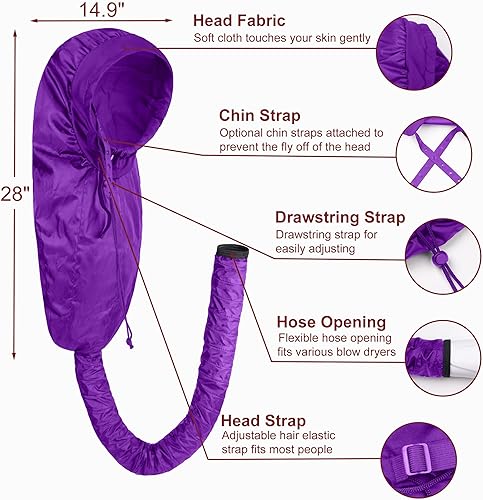 Miniatura 8 de Ingeware - Gorro para secador de pelo, secador de pelo para mujer, accesorio de secador de pelo con capucha, extra grande, ajustable, tapa de
