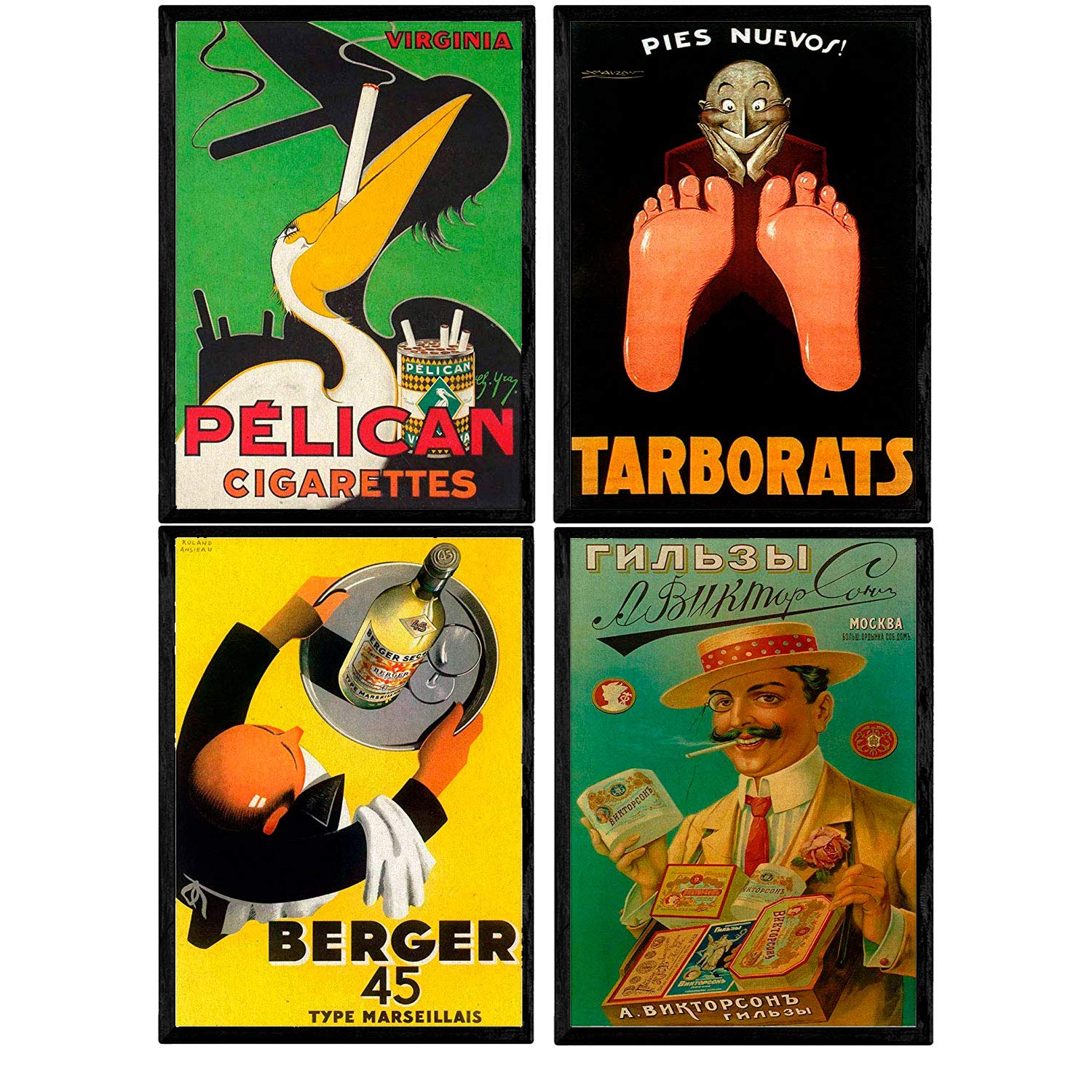 Nacnic Posters vintage. Old posters with ads. Vintage Poster snuff. A4 size