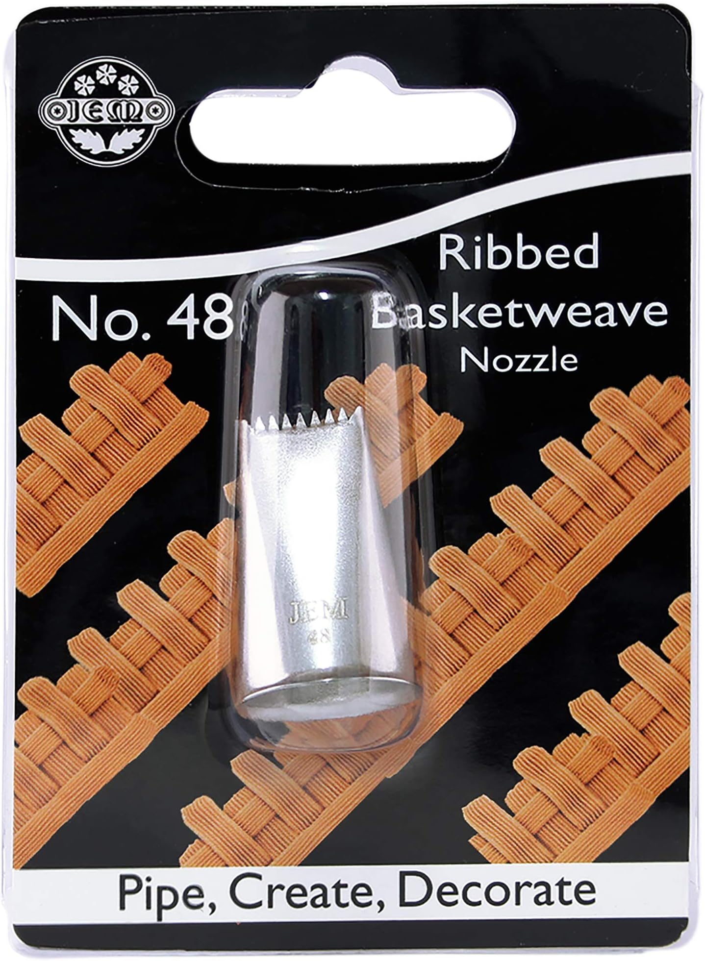 JEM Small Plain/Ribbed Basketweave Piping Nozzle Decorating Tip #48