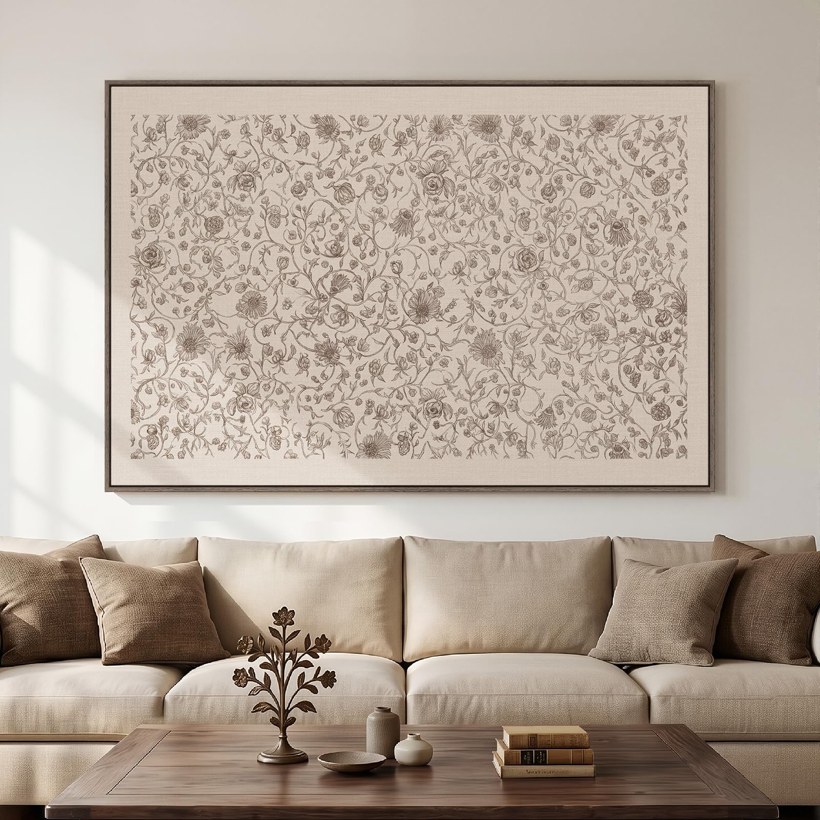 Extra Large Framed Vintage Floral Wall Art