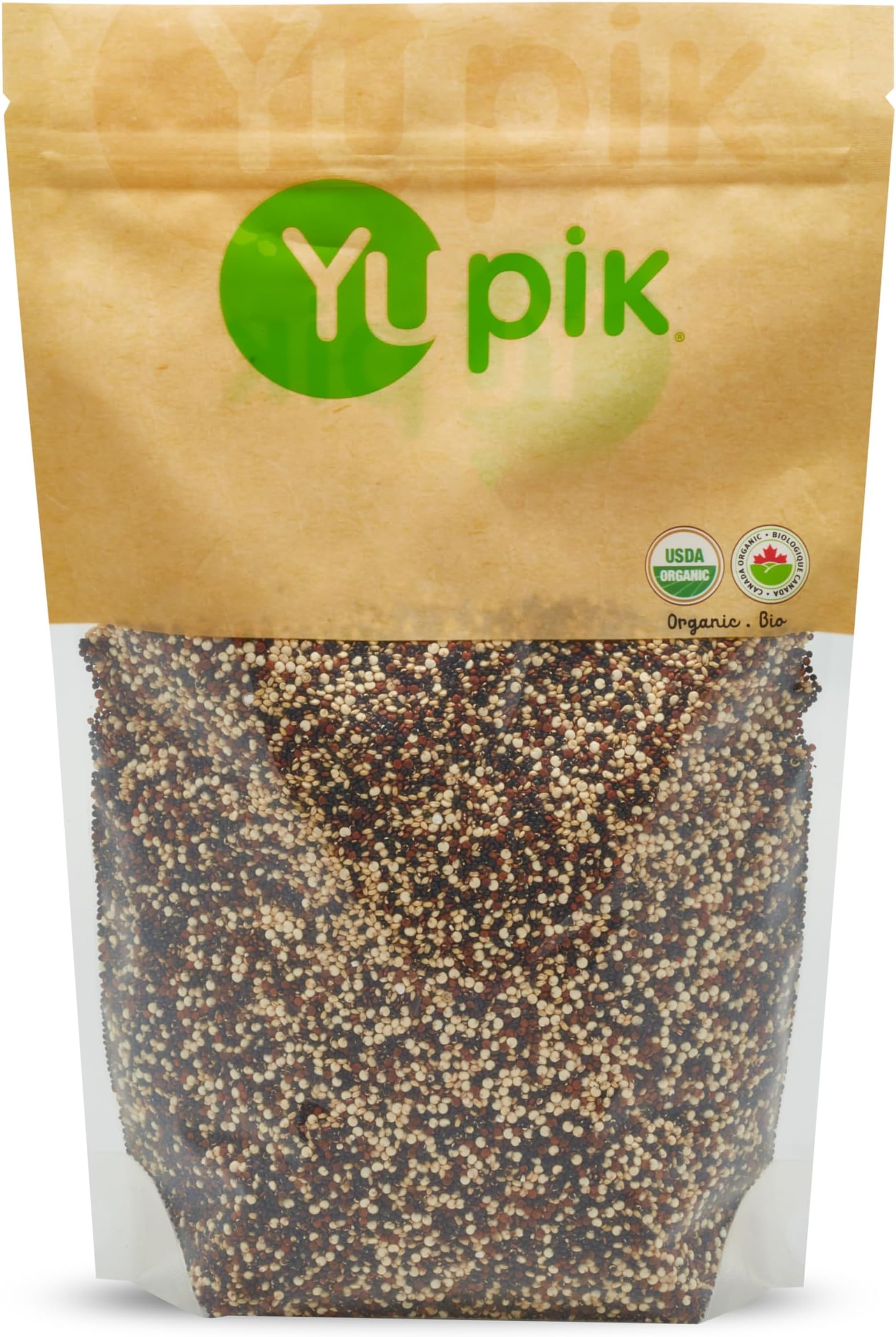 Yupik Organic Tri-Color Quinoa, 2.2 lb (35.2 oz), Non-GMO, Gluten-Free, Kosher, Raw Seeds, White, Red & Black Quinoa, Unsalted, Oil-Free, Source of Fiber & Iron, Ideal Rice & Pasta Replacement