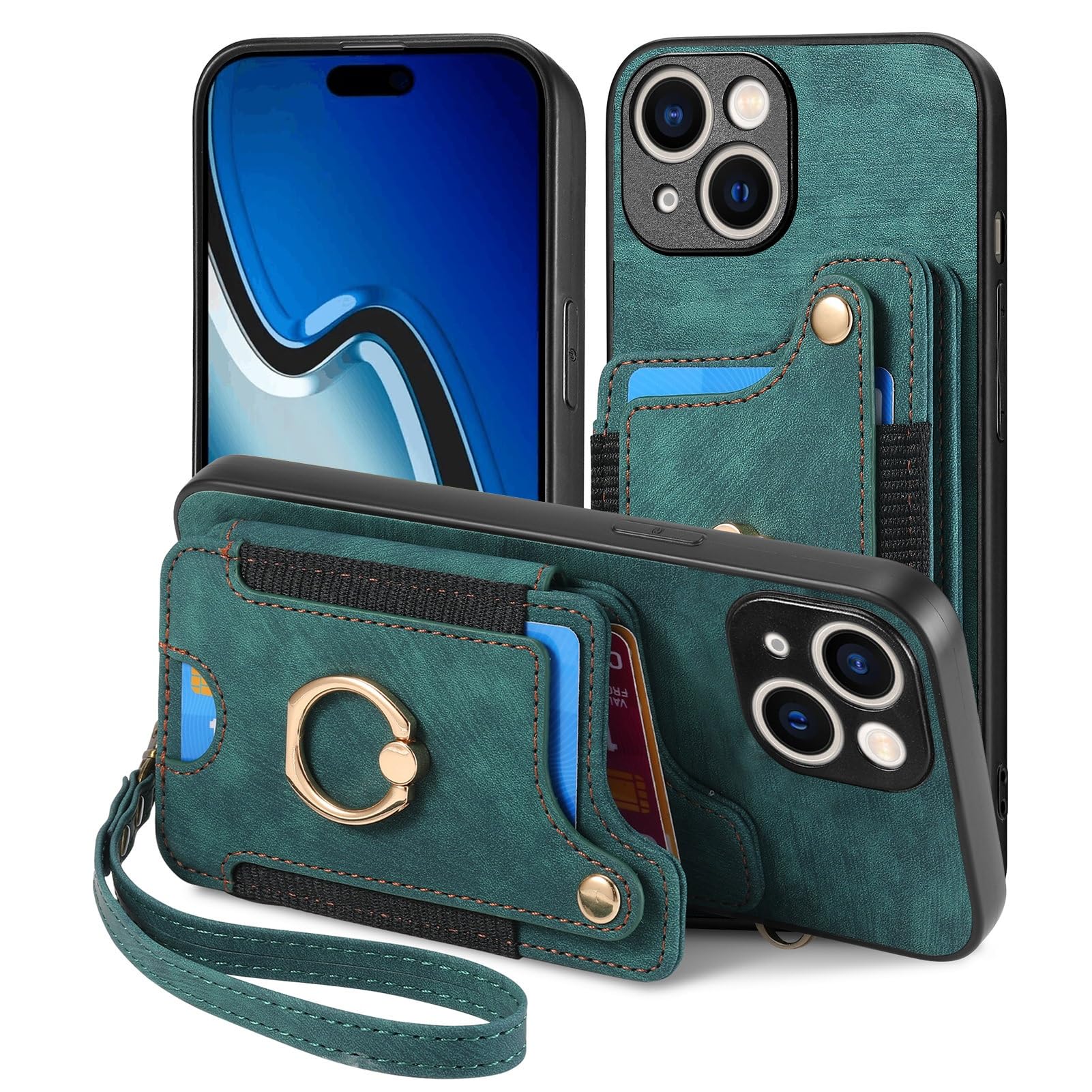 Étui portefeuille iPhone 15 Plus vert pour vos déplacements urbains - 8