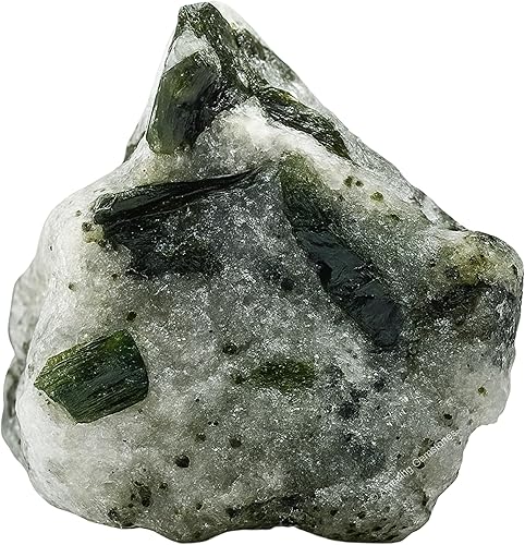 Miniatura 2 de Turmalina verde con cristales crudos de cuarzo y piedras curativas, rocas naturales para rodar y hacer tú mismo piedras y cristales crudos (2 piezas)