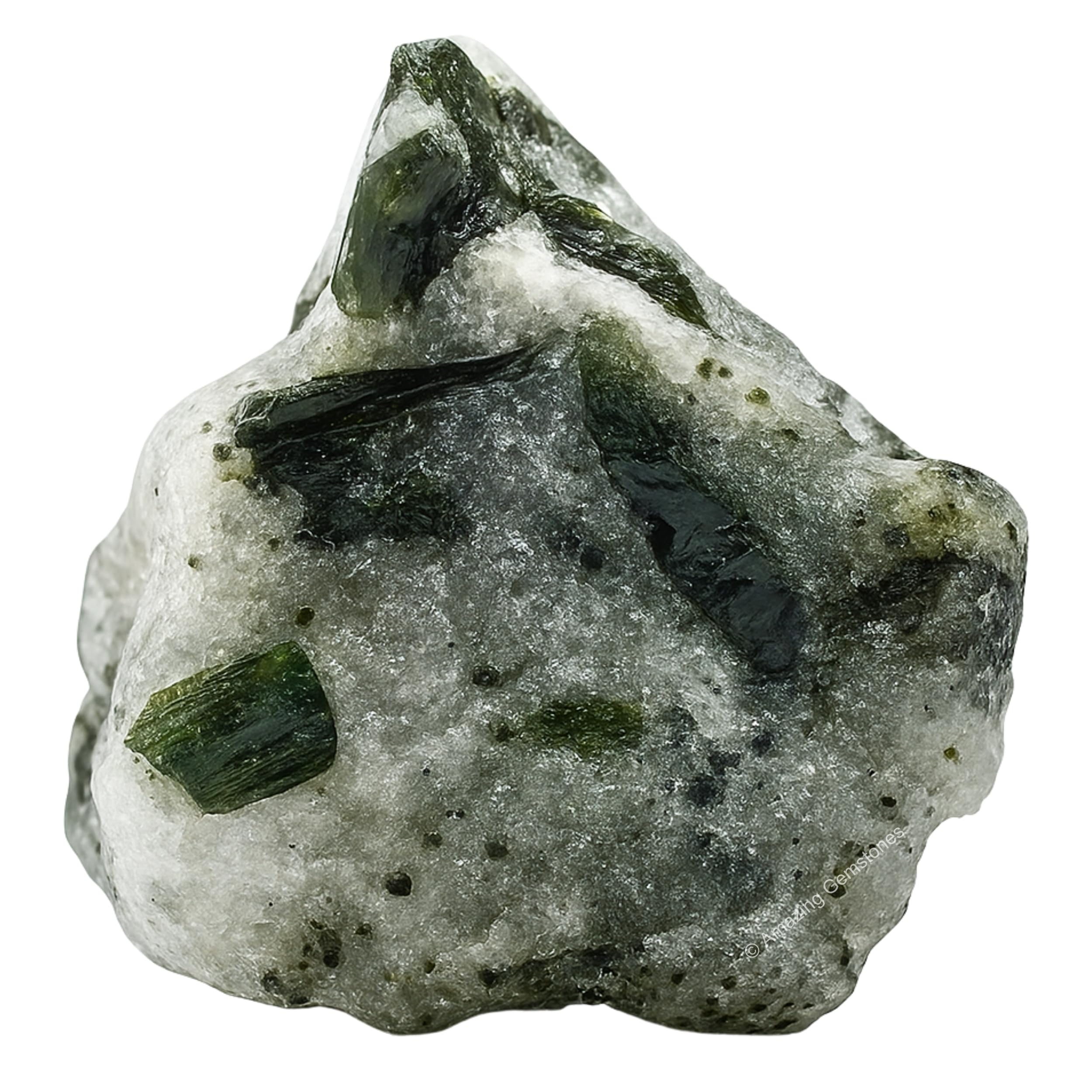 Green Tourmaline with Quartz Crystals and Healing Stones, 1 Piece Raw